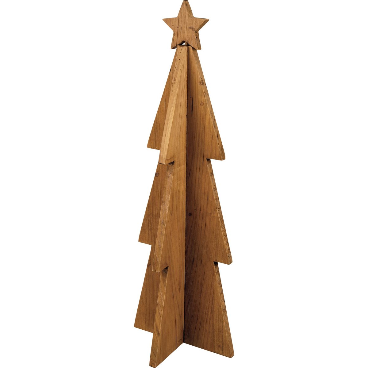 Rustic Wooden Pine Christmas Tree Set with Star Accents, Holiday Decor