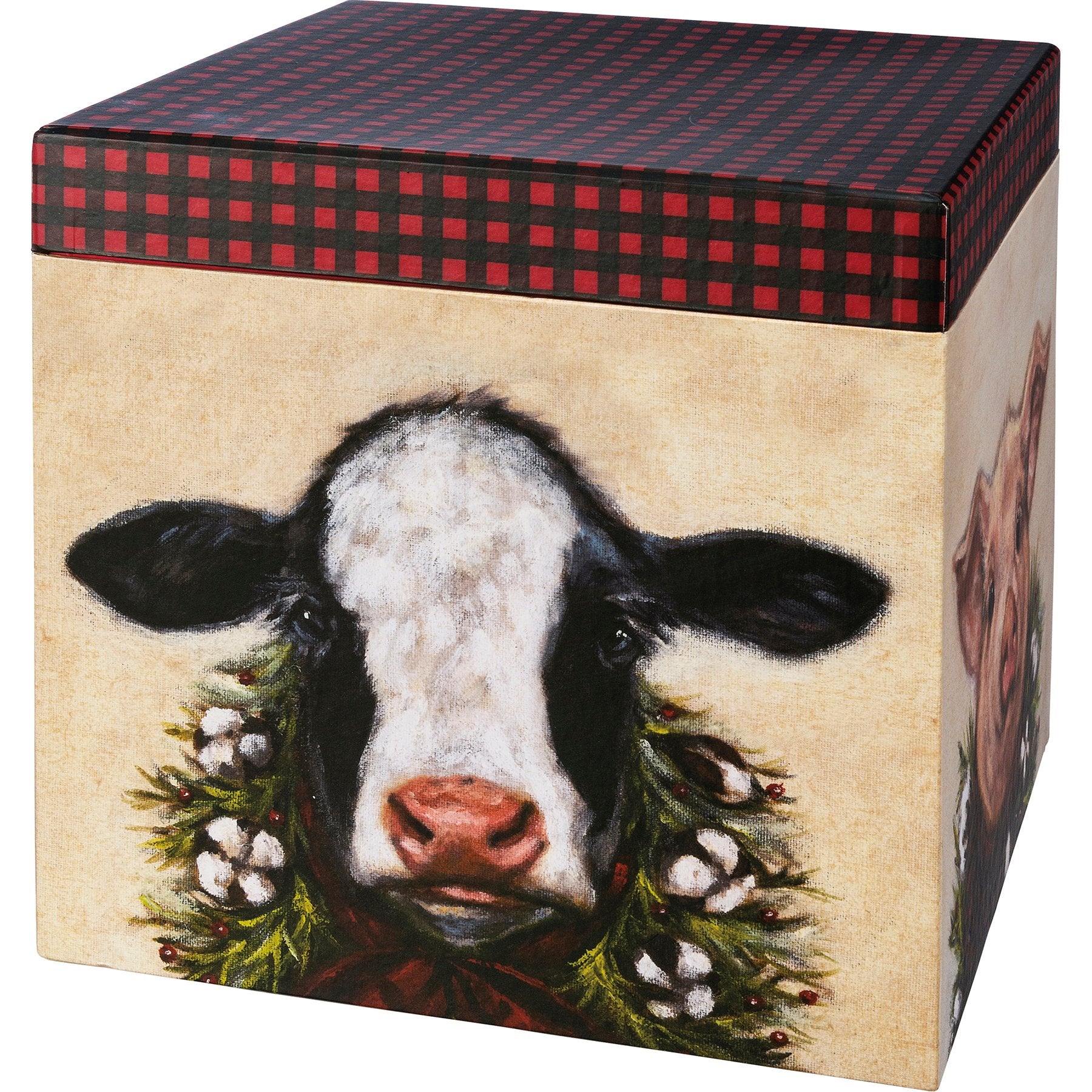 Charming Merry Farm Christmas Stacking Storage Boxes Set with Wintry Animal Designs
