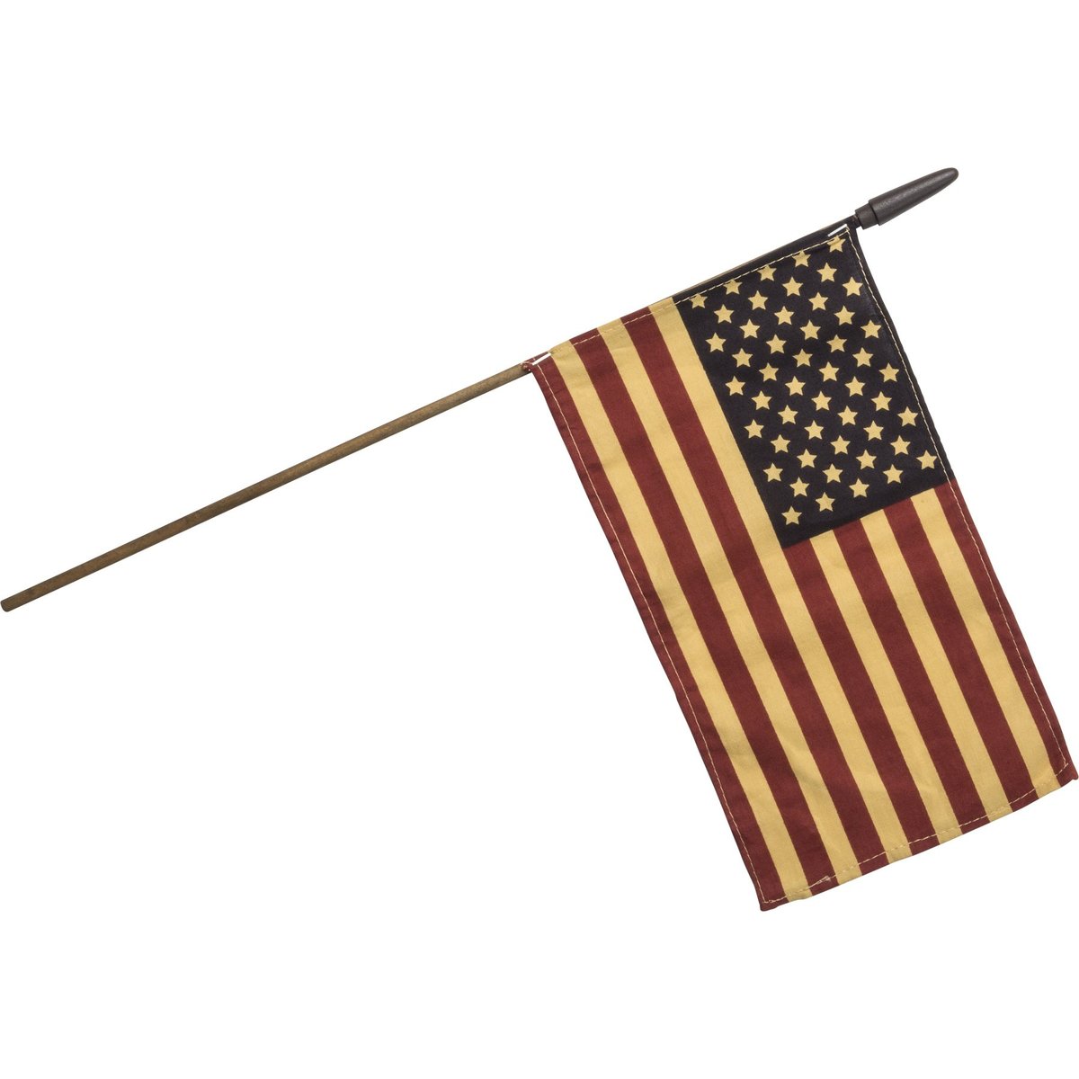 Charming Rustic American Flag with Wooden Stick - Patriotic Home Decor Accent