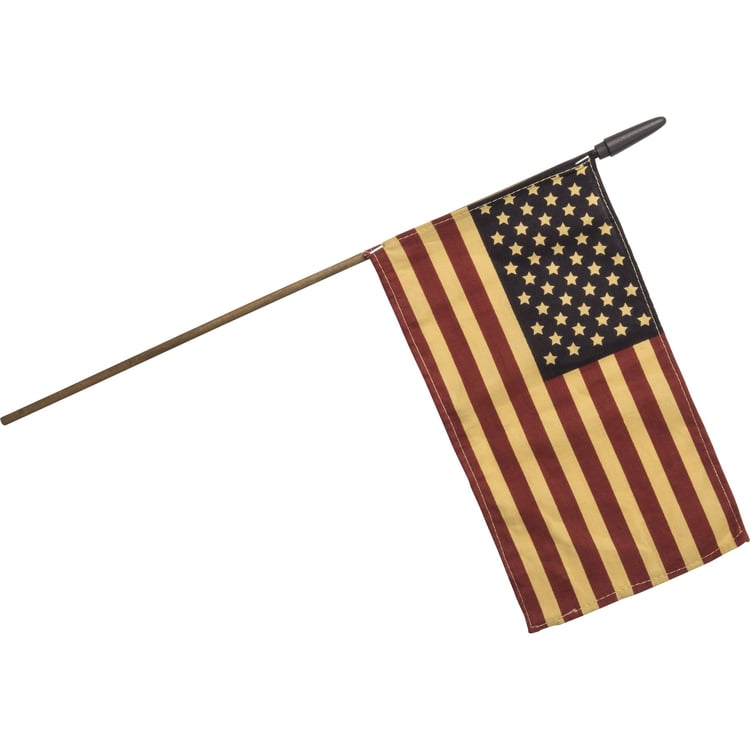 Charming Rustic American Flag with Wooden Stick - Patriotic Home Decor Accent