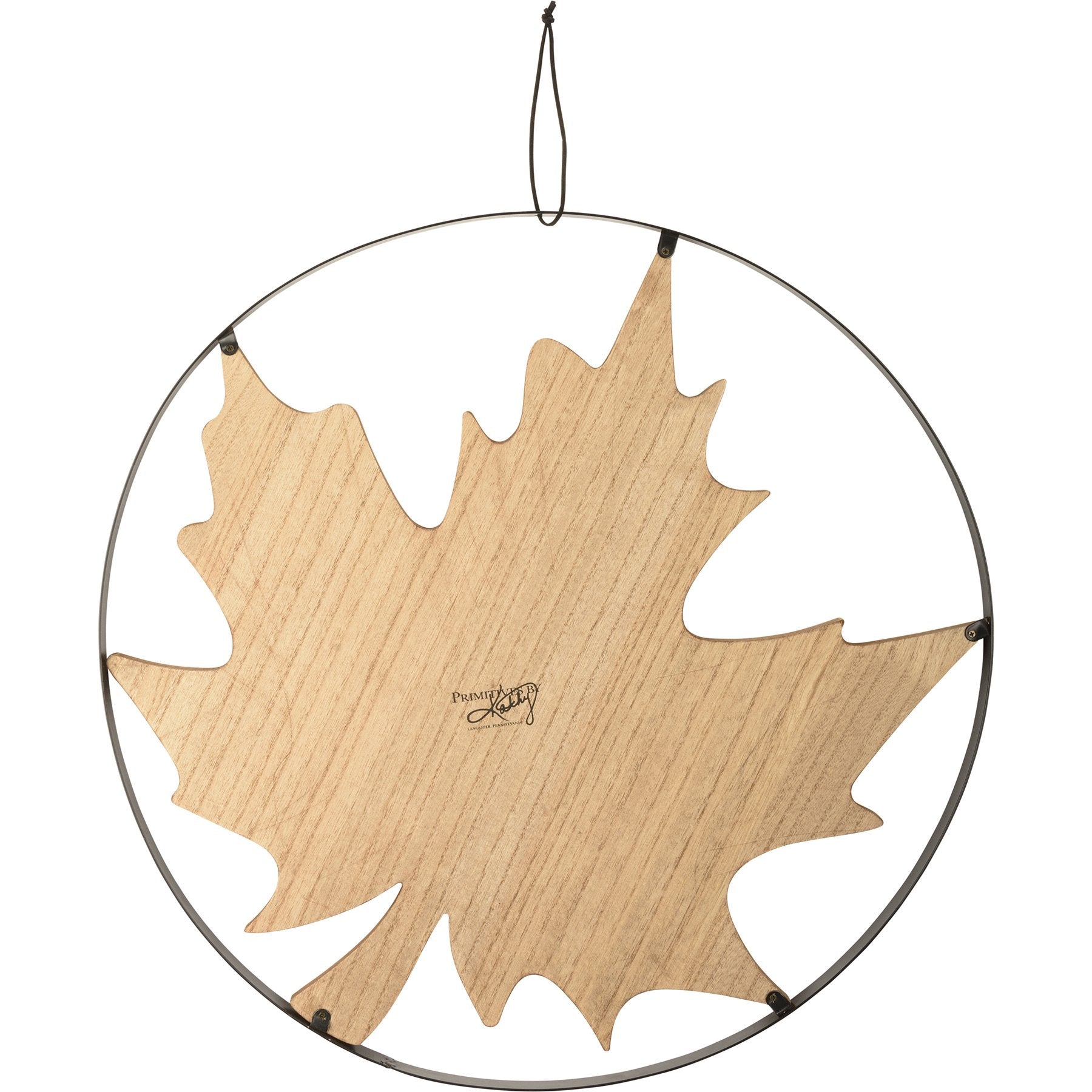 Rustic Welcome Fall Leaf Wall Decor with Faux Leather Hanger