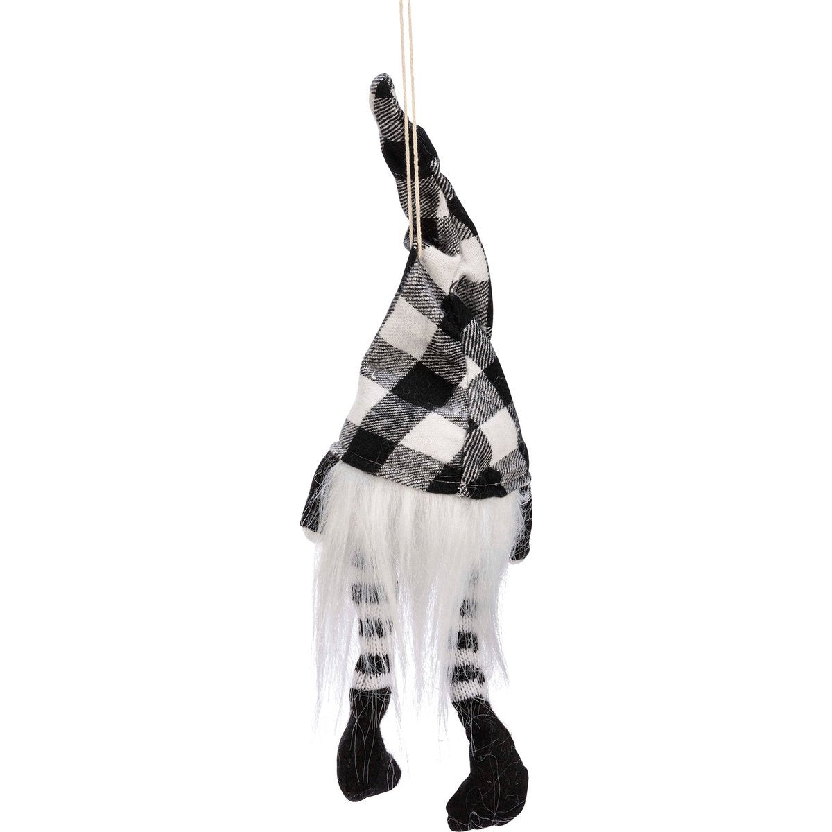 Charming Black White Buffalo Check Light-Up Gnome Christmas Ornament Decor