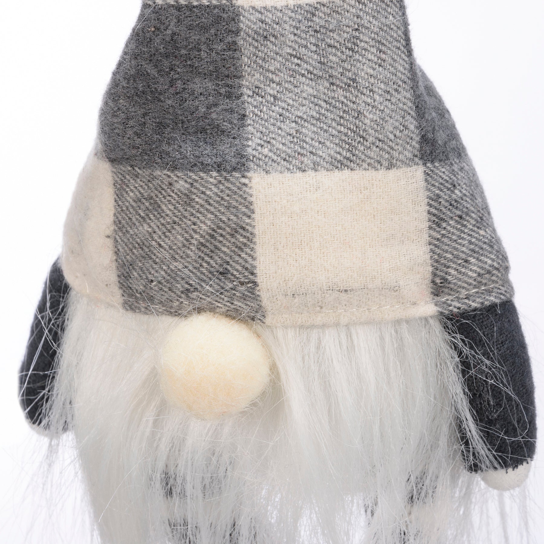 Charming Grey Buffalo Check Gnome Christmas Ornament with LED Light