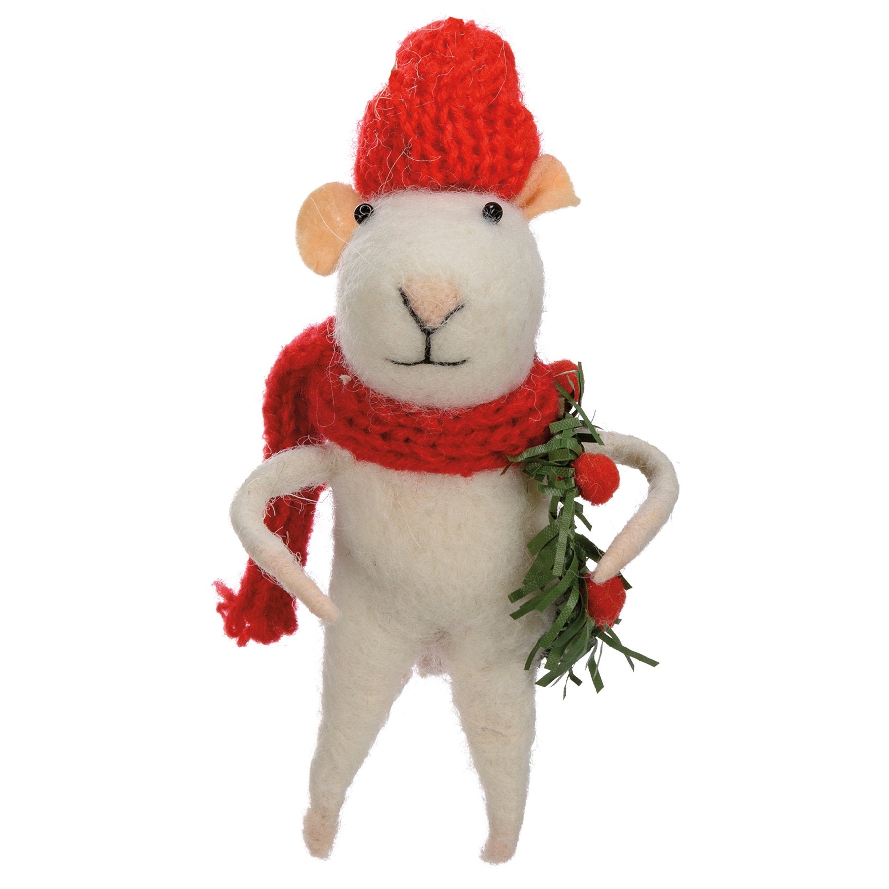 Charming Five-Piece Christmas Mice Critter Set with Festive Knit Outfits