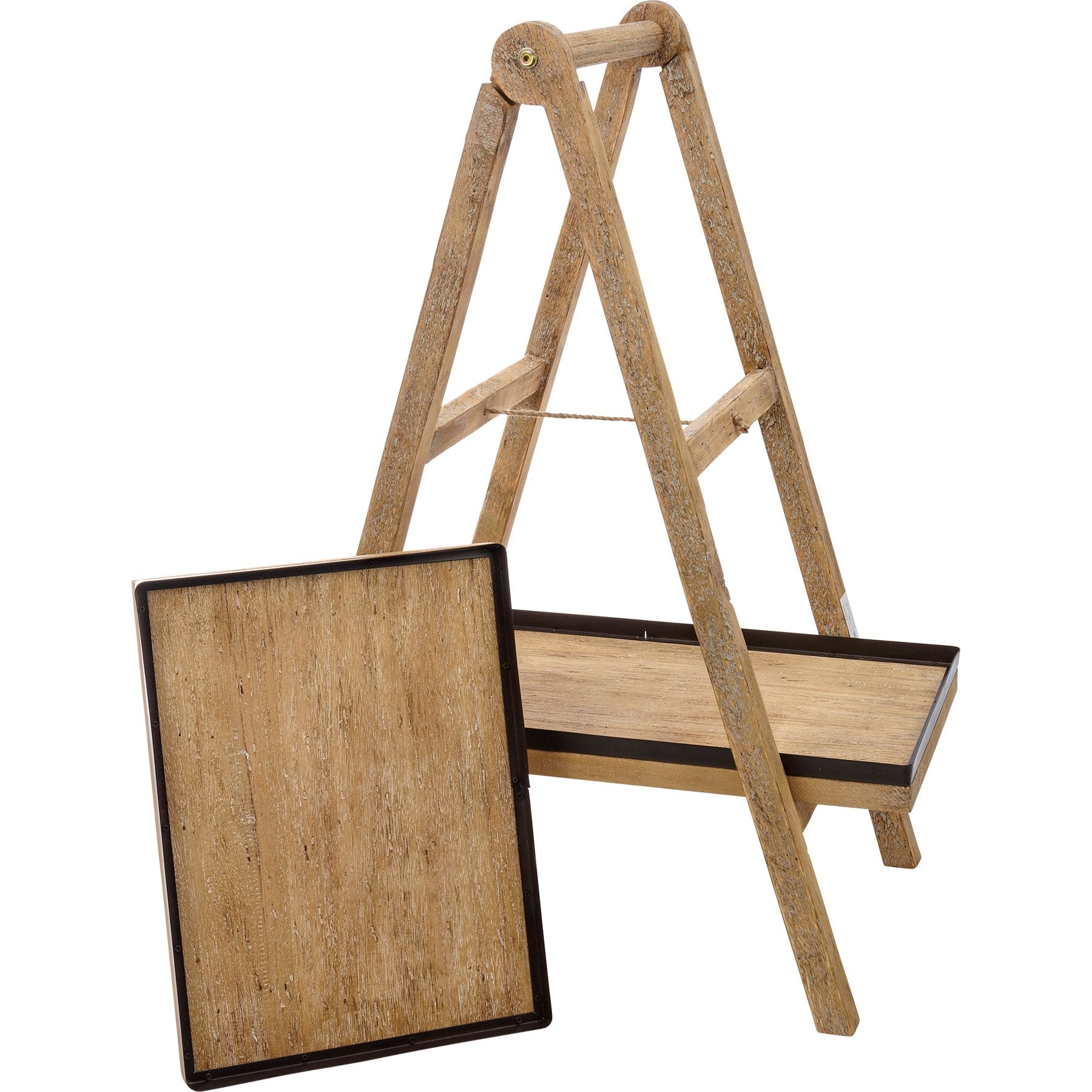 Charming Two-Tiered Rustic Ladder Tray for Farmhouse Home Decor Display