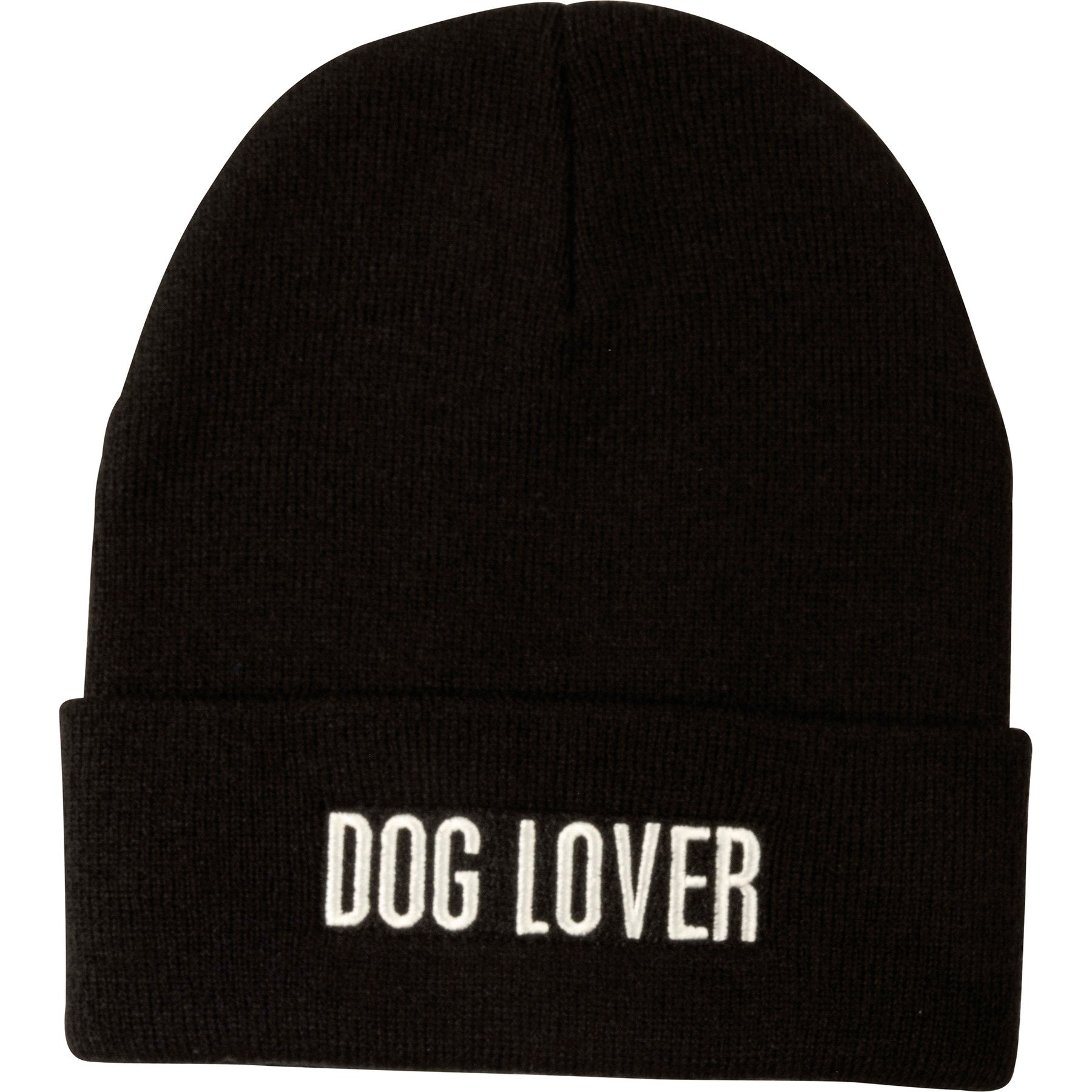 Cozy Black 'Dog Lover' Embroidered Beanie Hat for All Dog Enthusiasts