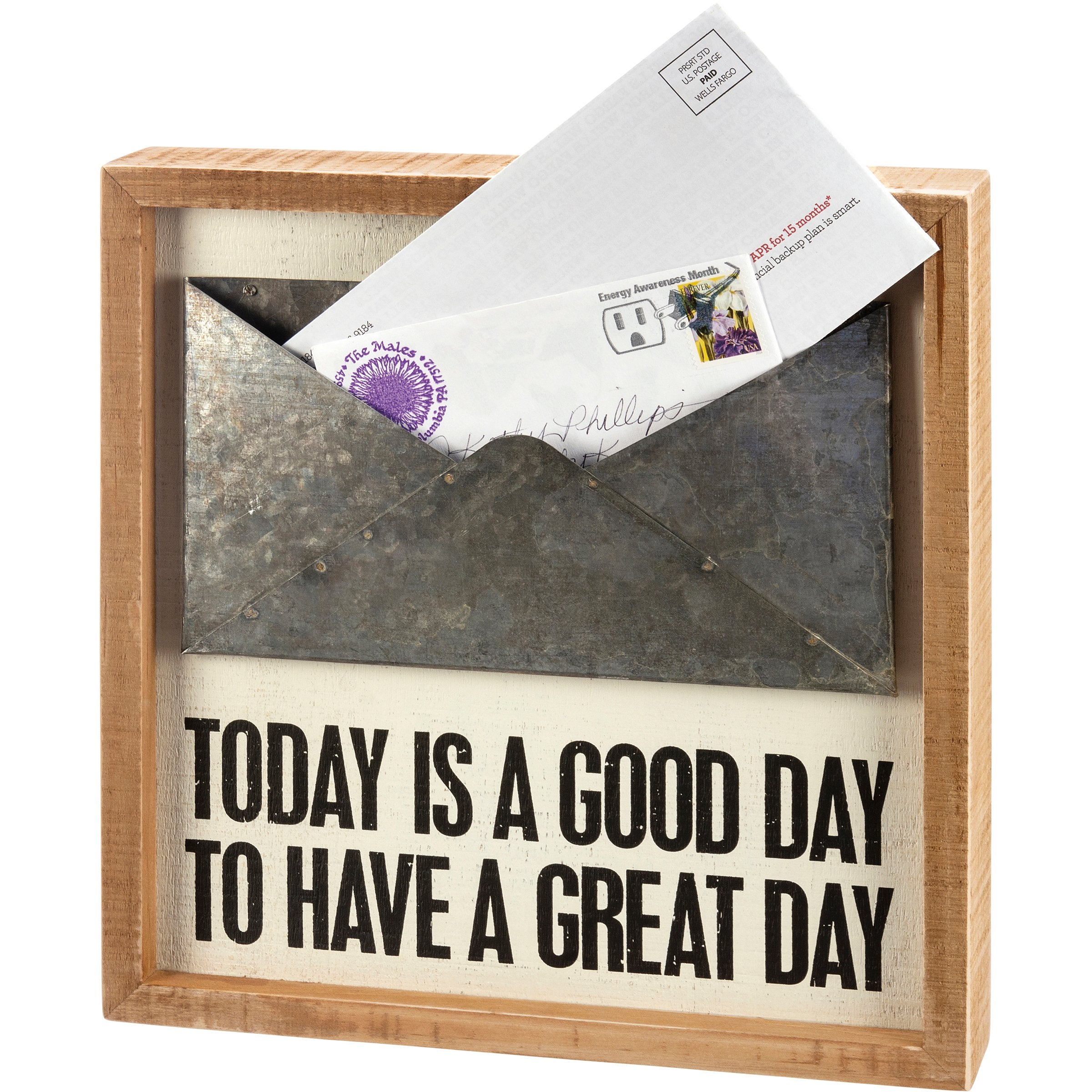 Inspiring 'Today Is A Good Day' Wooden Inset Box Sign with Metal Letter Holder