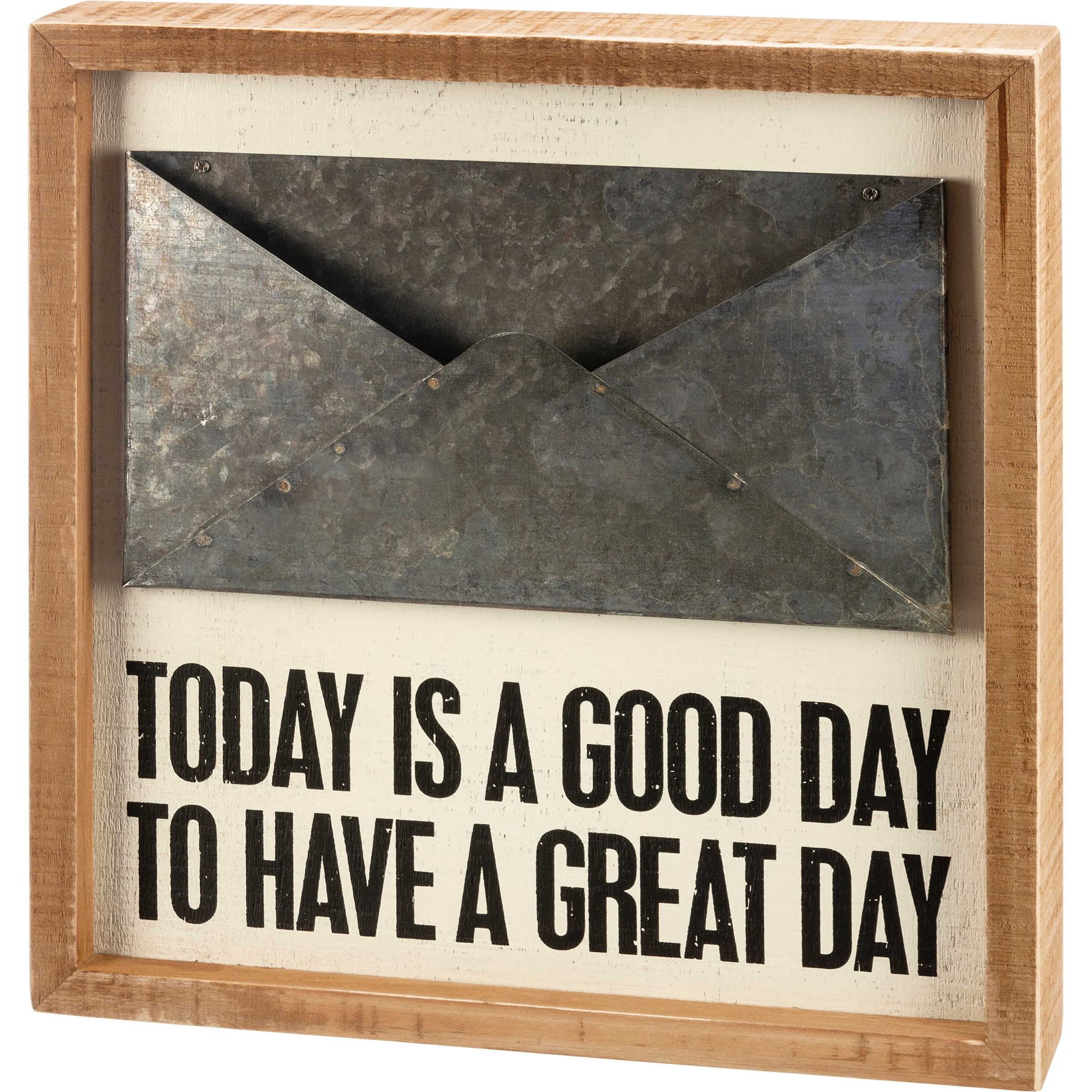 Inspiring 'Today Is A Good Day' Wooden Inset Box Sign with Metal Letter Holder