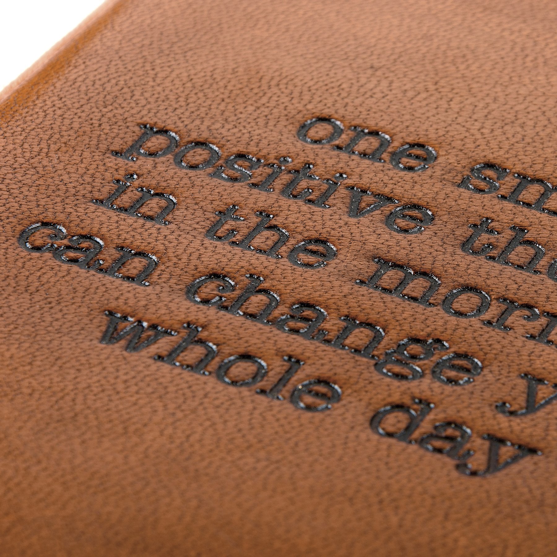 Inspirational Debossed Leather Journal, 96 Unlined Pages, Daily Affirmation Gift