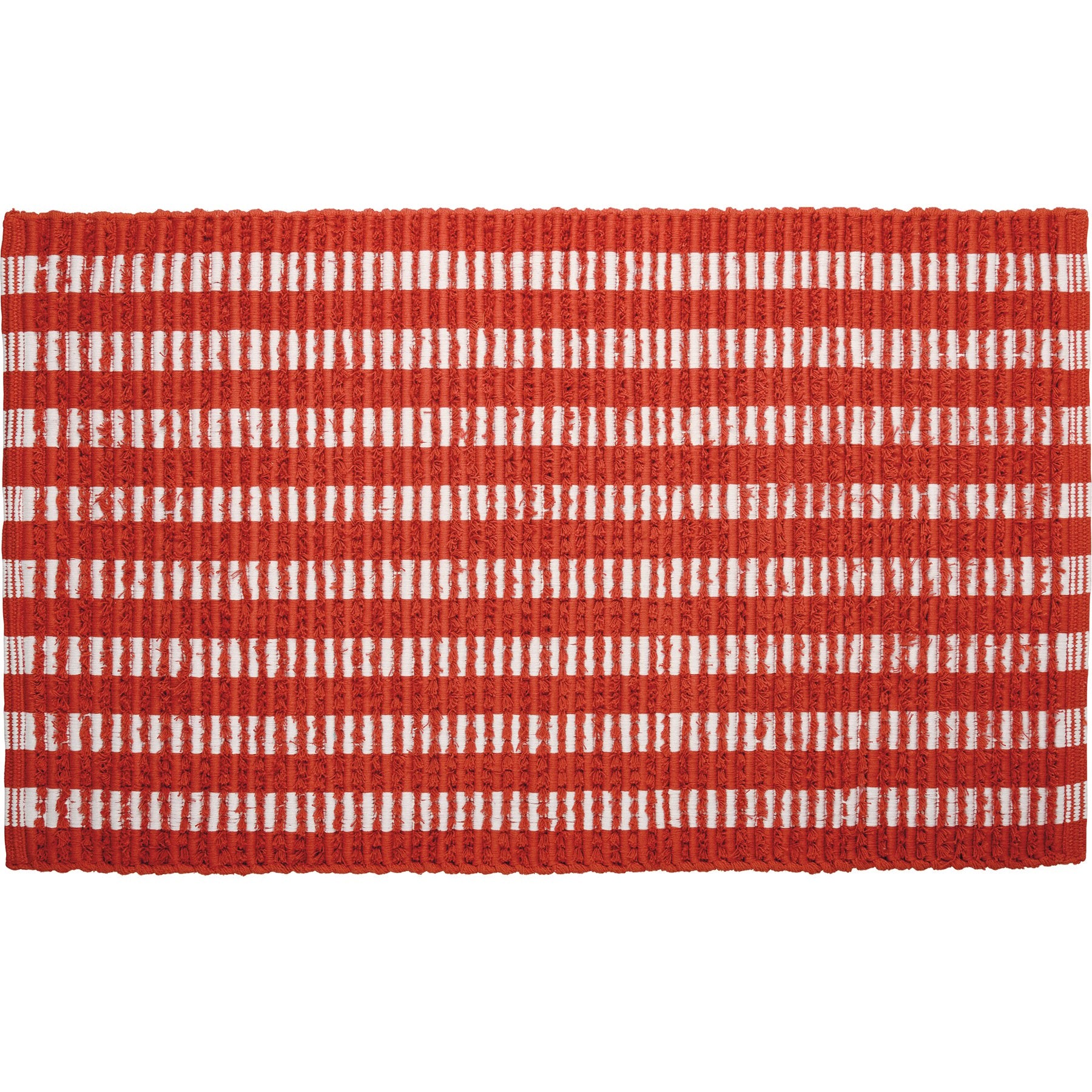 Vibrant Orange Striped Cotton Area Rug with Non-Skid Backing for Home Decor