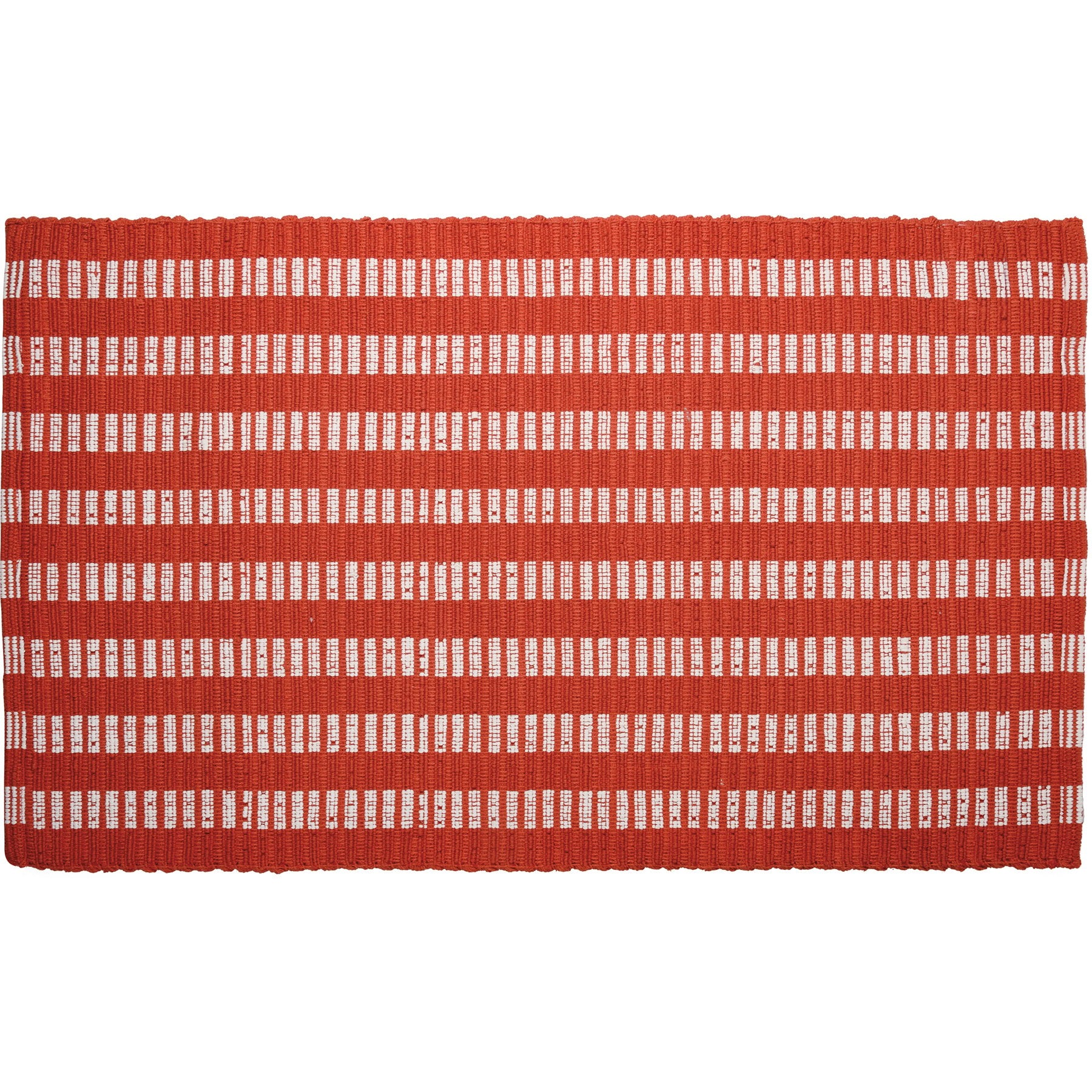Vibrant Orange Striped Cotton Area Rug with Non-Skid Backing for Home Decor