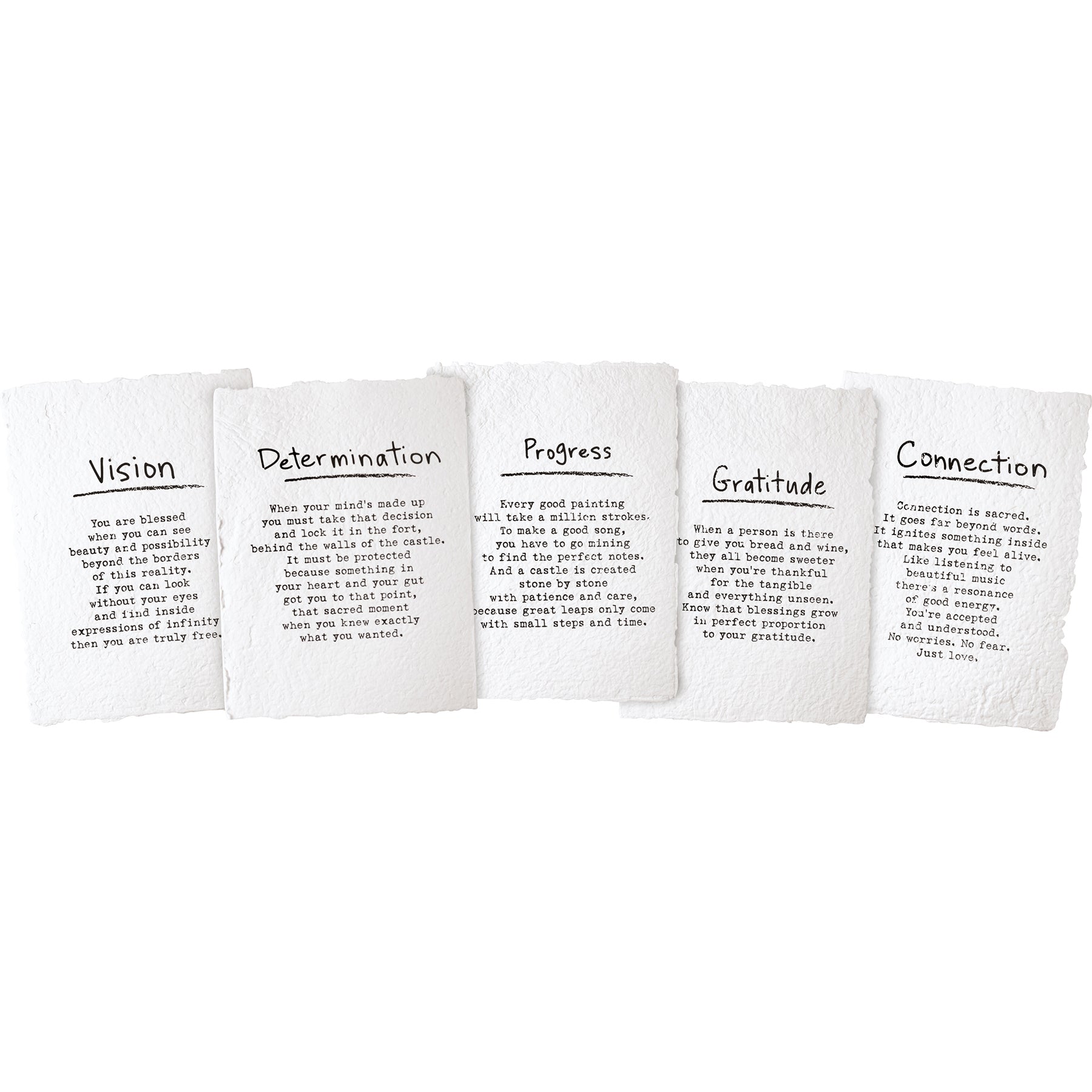 Inspiring Vision Determination Progress Gratitude Connection Word Print Set Farmhouse Wall Art