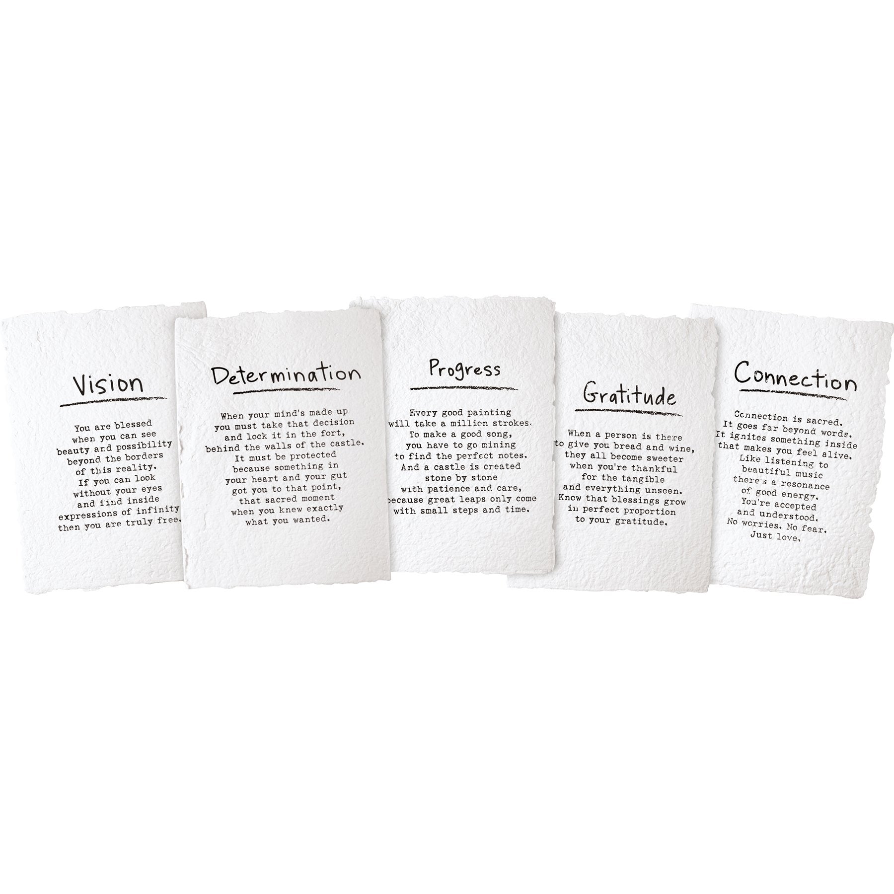 Inspiring Vision Determination Progress Gratitude Connection Word Print Set Farmhouse Wall Art