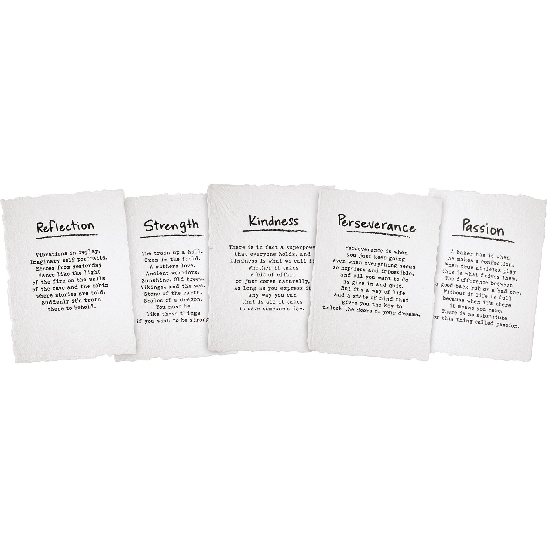 Inspiring Kindness Strength Passion Perseverance Reflection Word Art Print Set
