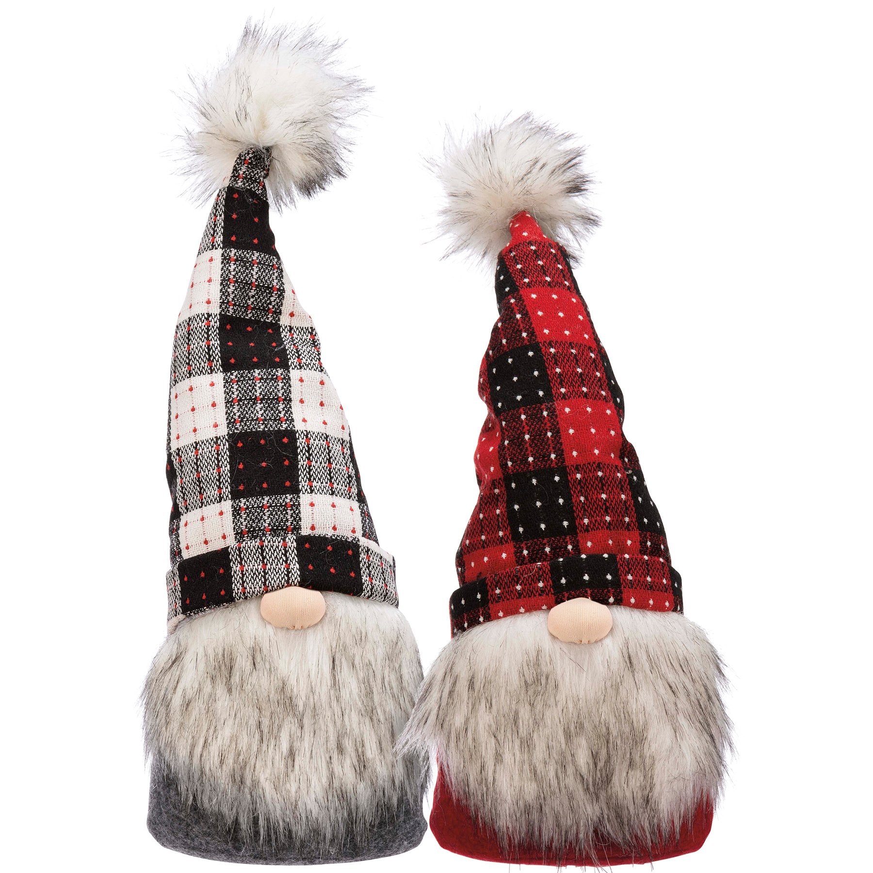 Charming Large Weighted Plaid Christmas Gnome Sitter Set - Festive Holiday Decor