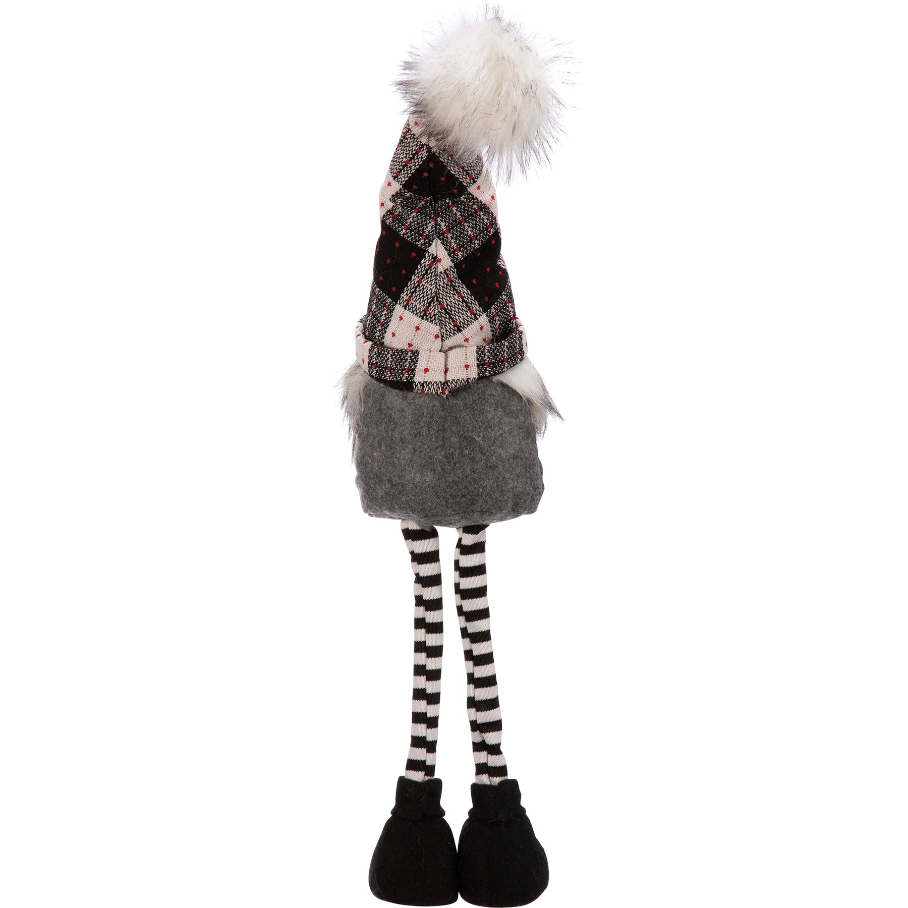 Charming Red Black Plaid Standing Gnome Sitter Set - Adjustable Holiday Decor