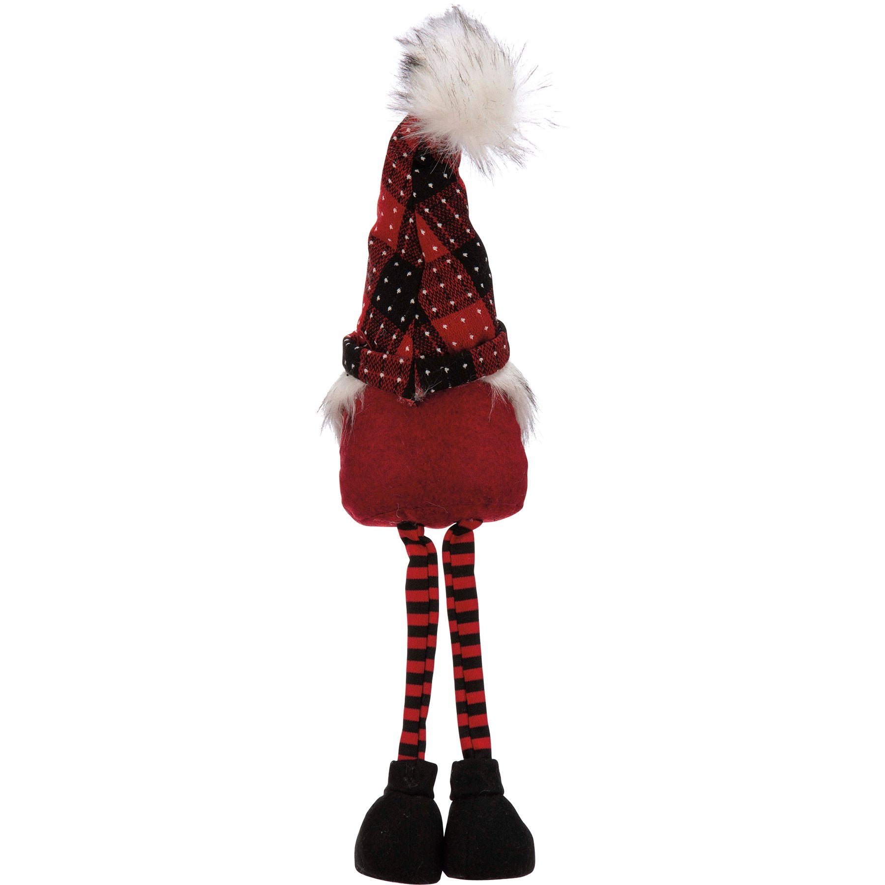 Charming Red Black Plaid Standing Gnome Sitter Set - Adjustable Holiday Decor