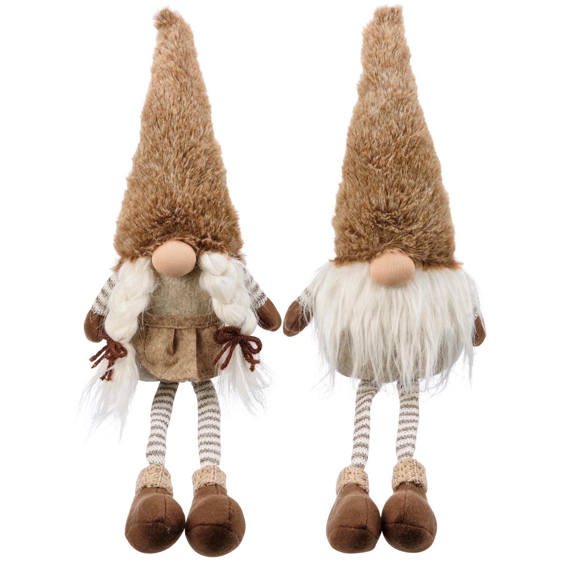 Charming Autumnal Felt Gnome Couple Sitter Set: Whimsical Fall Home Decor Figurines