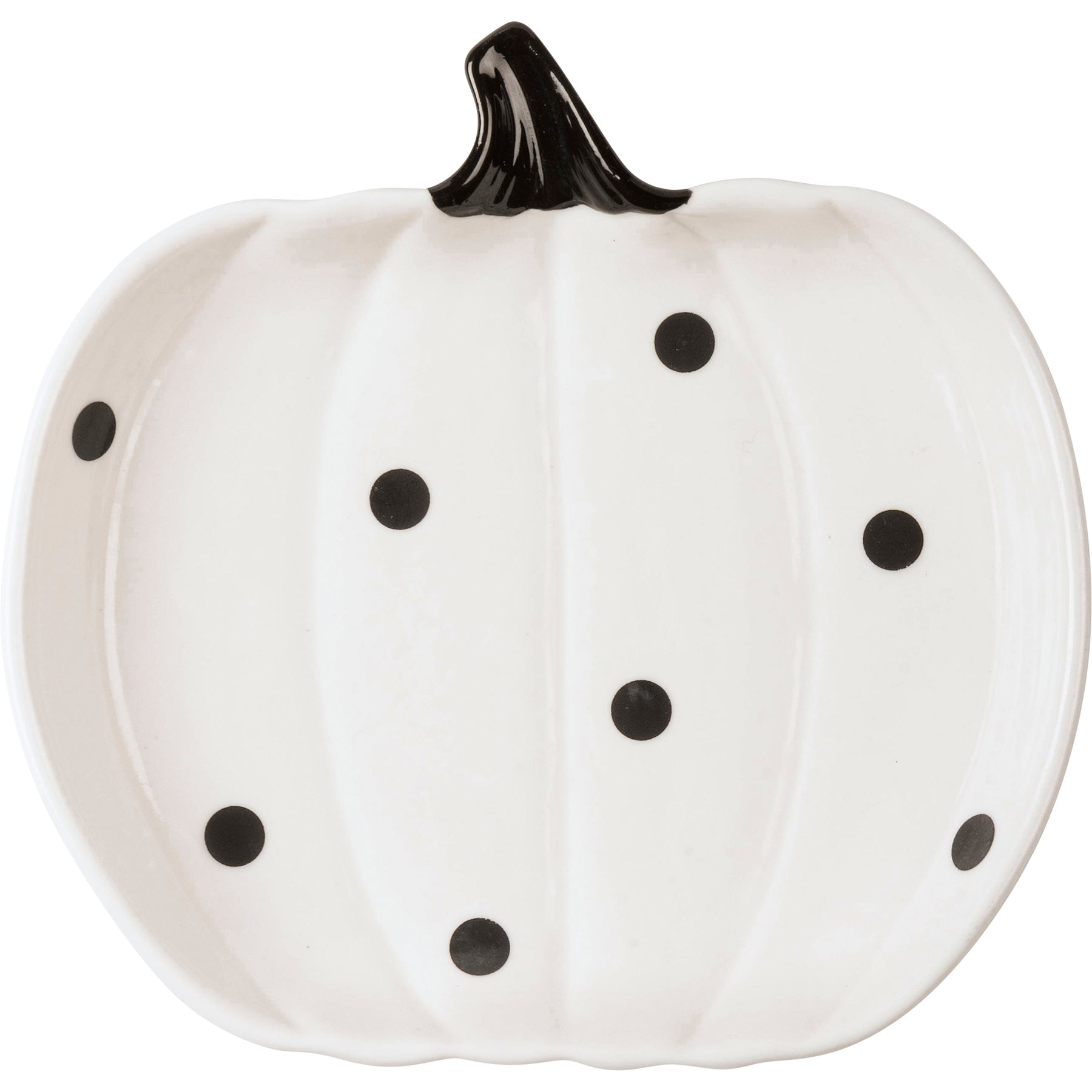 Delightful Black & White Polka Dot Pumpkin Stoneware Plate Set for Fall Decor