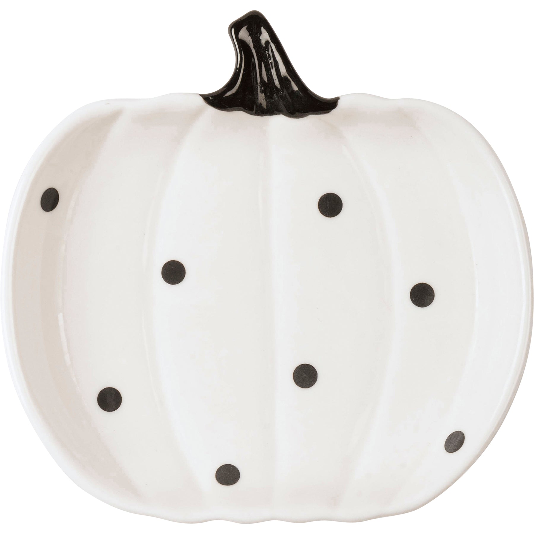 Delightful Black & White Polka Dot Pumpkin Stoneware Plate Set for Fall Decor