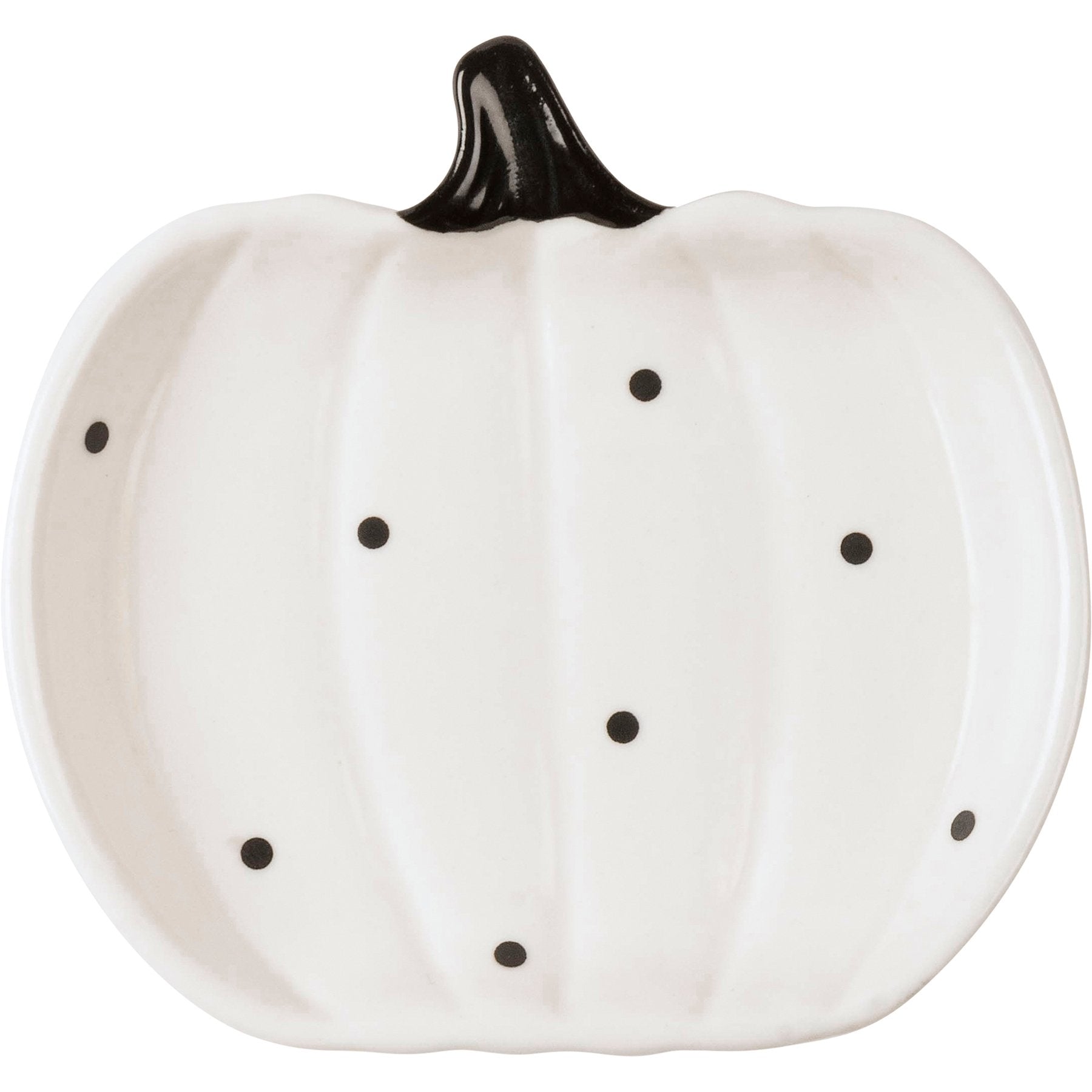 Delightful Black & White Polka Dot Pumpkin Stoneware Plate Set for Fall Decor