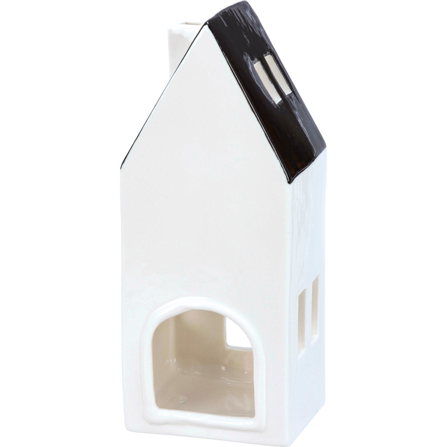 Charming Black & White Ceramic Houses: Festive Tea Light Village Figurines Set