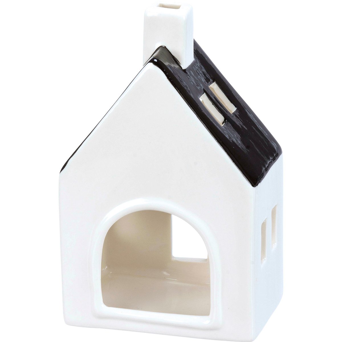 Charming Black & White Ceramic Houses: Festive Tea Light Village Figurines Set