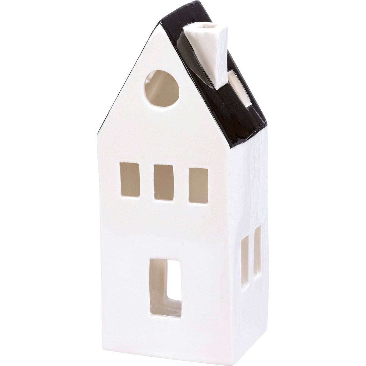 Charming Black & White Ceramic Houses: Festive Tea Light Village Figurines Set