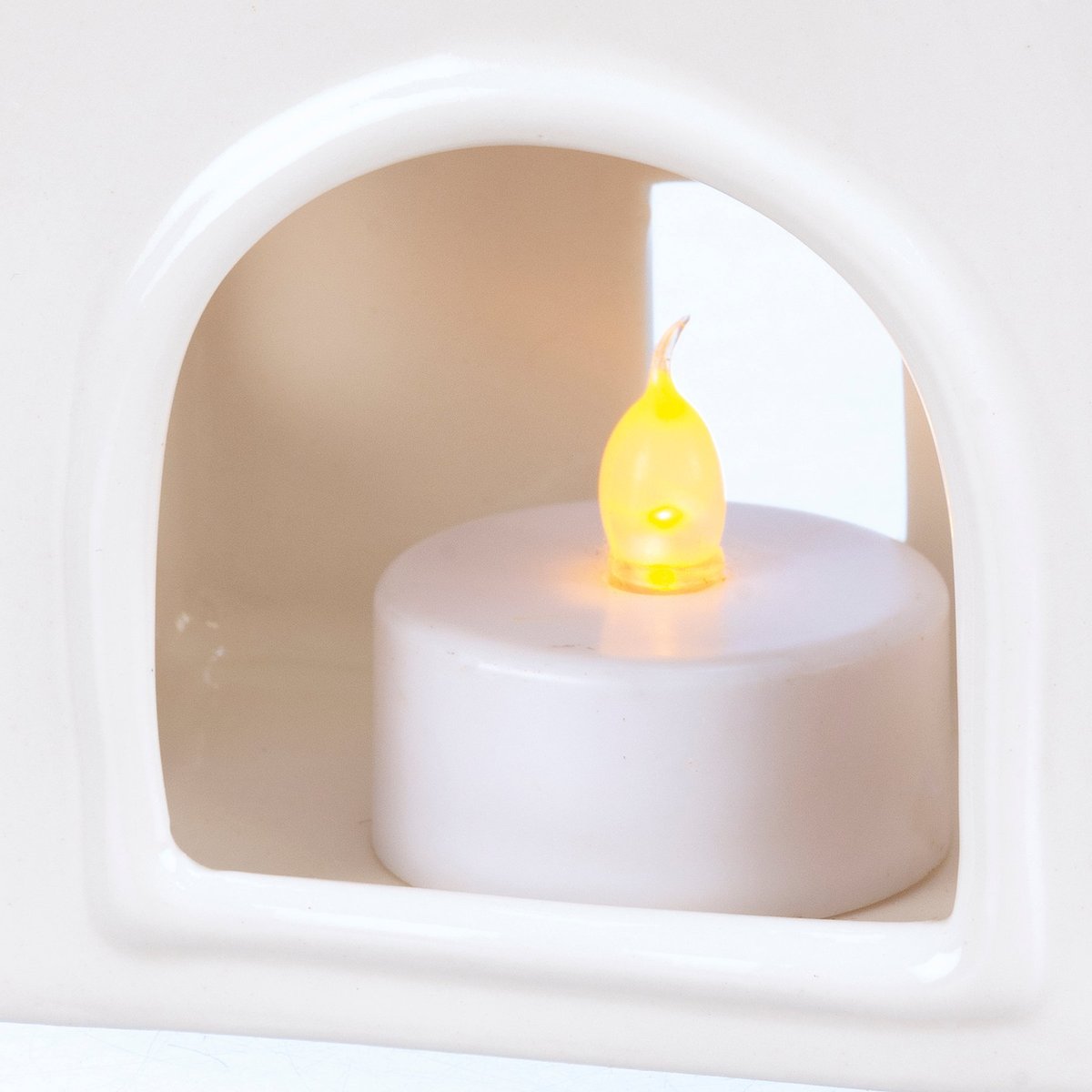 Charming Black & White Ceramic Houses: Festive Tea Light Village Figurines Set