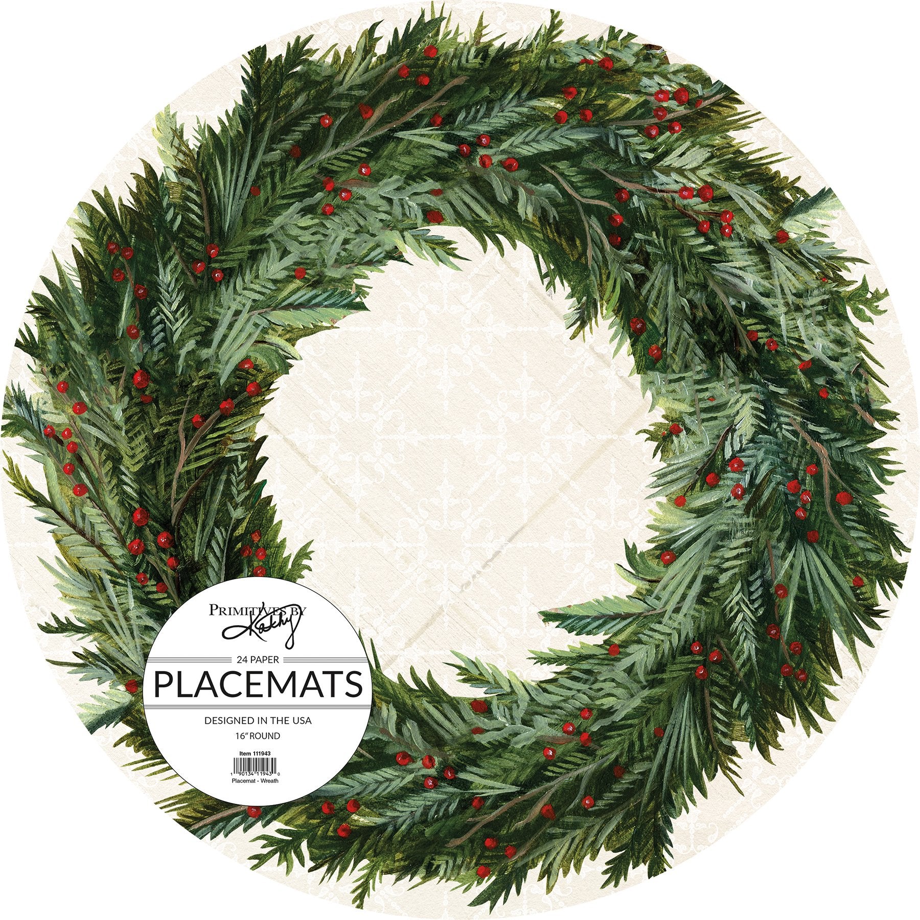 Festive Disposable Paper Christmas Wreath Placemats - 24 Count Holiday Table Decor
