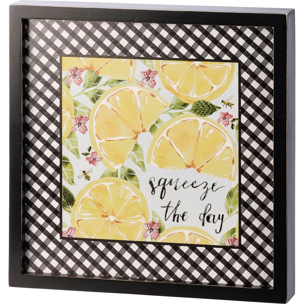 Inspiring 'Squeeze The Day' Lemon Rustic Wooden Box Sign Decor