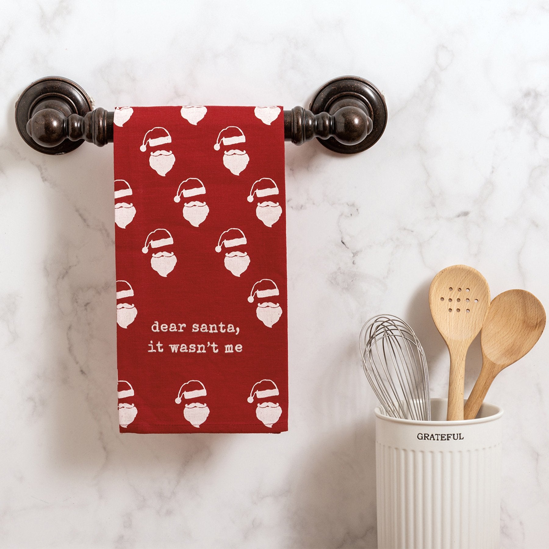Funny 'Dear Santa It Wasn't Me' Christmas Kitchen Towel, Absorbent Cotton Linen