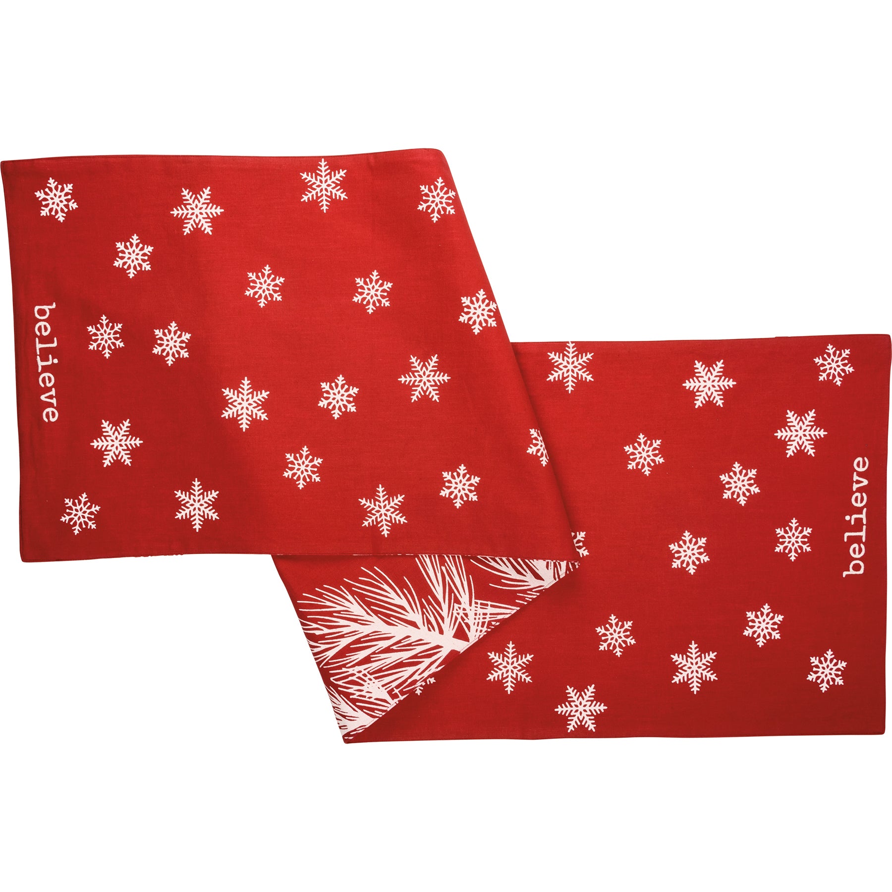 Festive Double-Sided Nordic Christmas Table Runner with Snowflake & Pine Branch Design