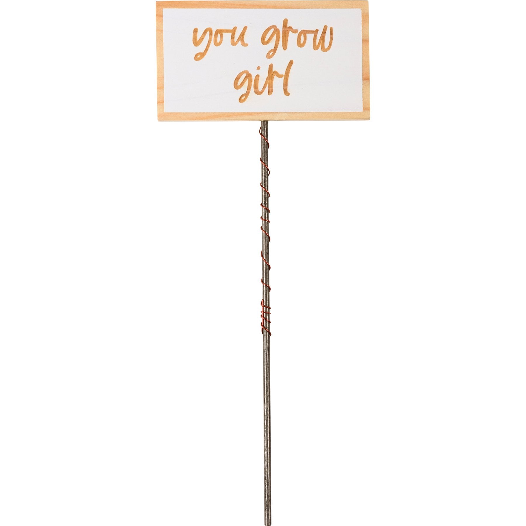 Six Humorous Garden Plant Marker Picks - Metal & Wood Sentiments Set