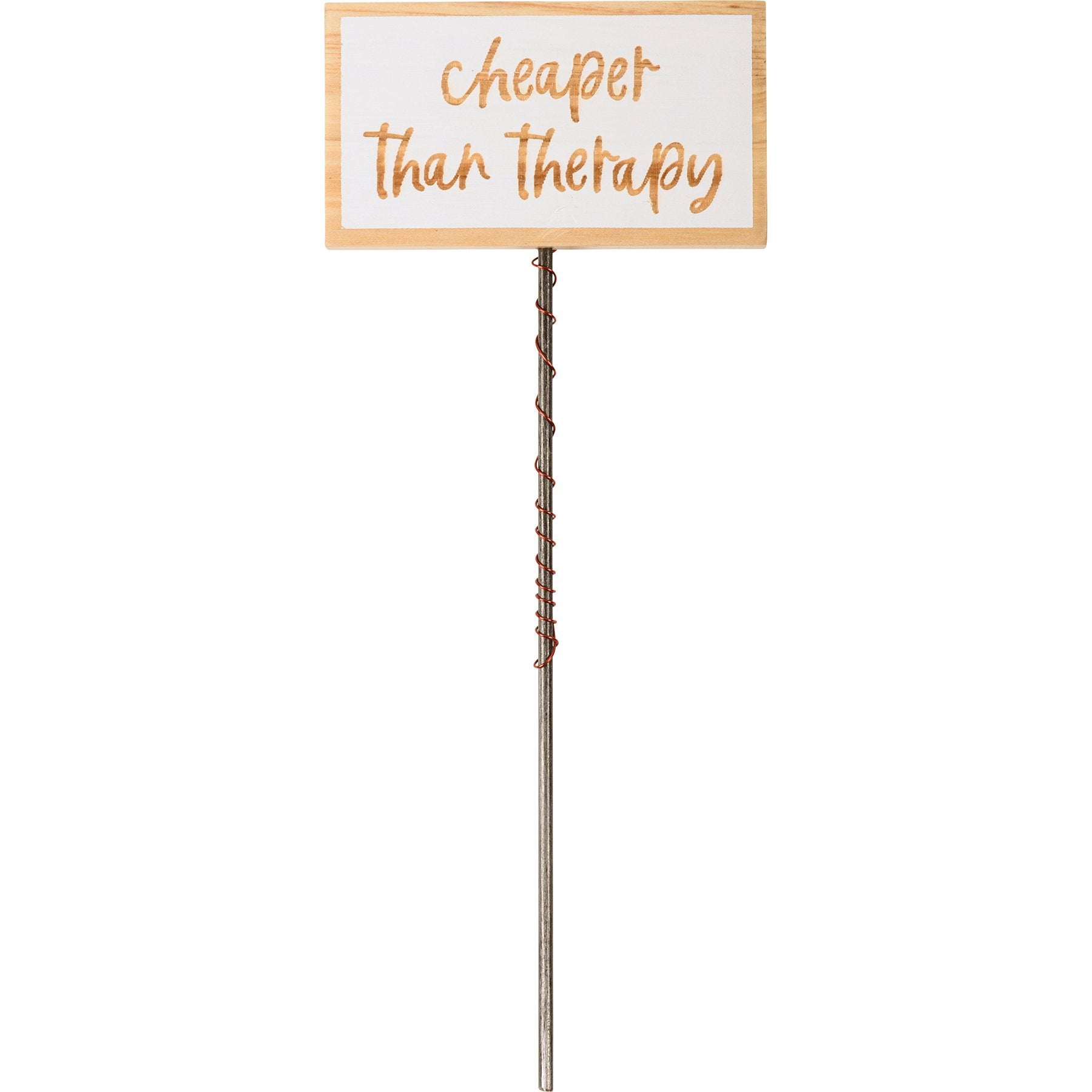 Six Humorous Garden Plant Marker Picks - Metal & Wood Sentiments Set