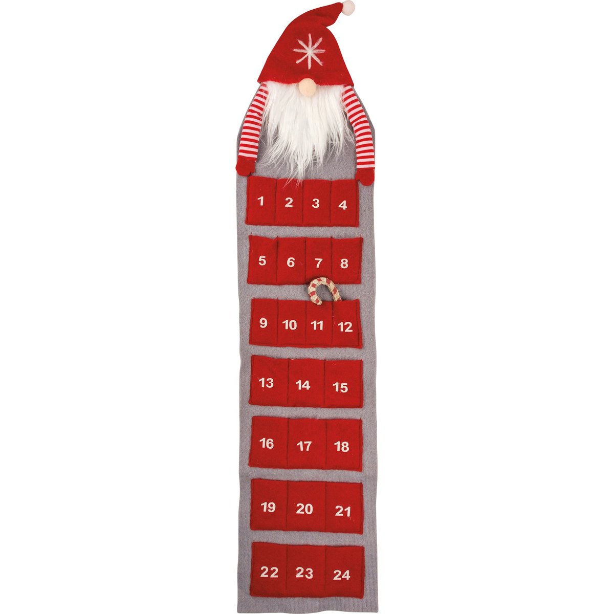 Whimsical Felt Santa Gnome Christmas Countdown Calendar with 24 Pockets