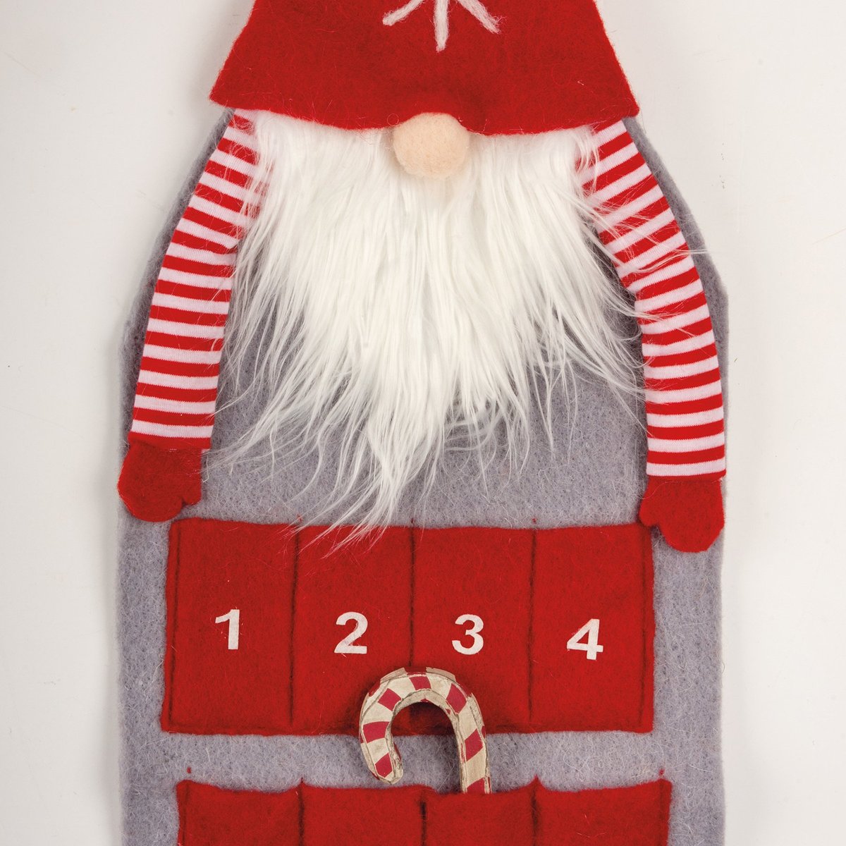 Whimsical Felt Santa Gnome Christmas Countdown Calendar with 24 Pockets