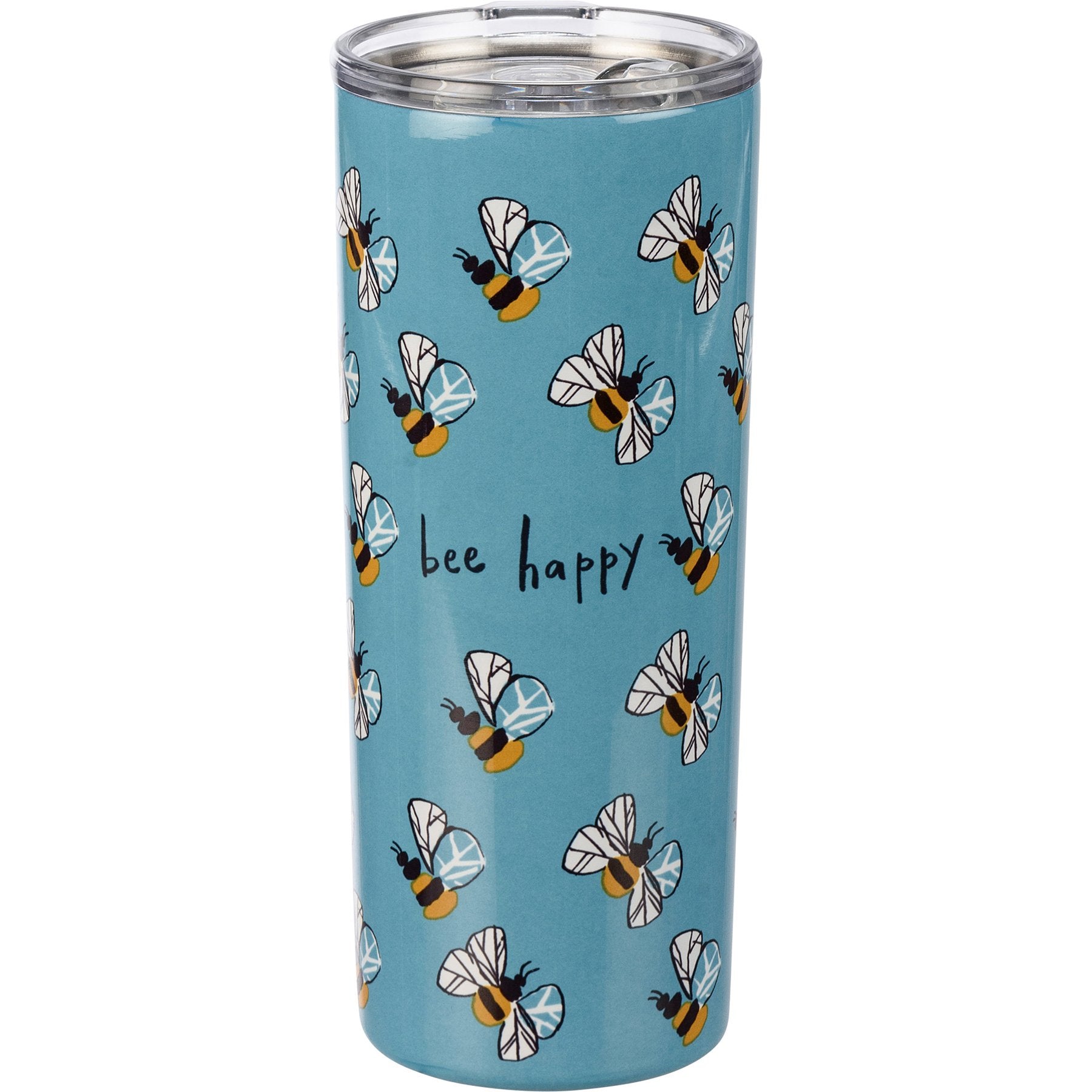 Insulated Stainless Steel Bee Happy Travel Coffee Tumbler with Lid, 20 oz