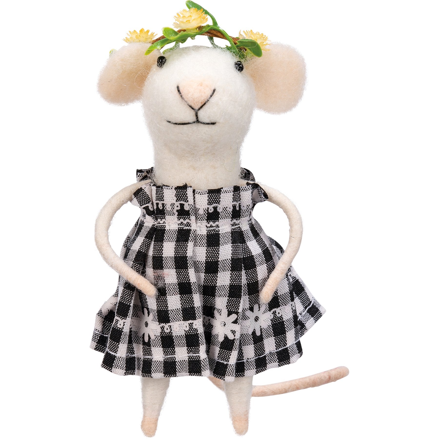 Whimsical Plaid Felt Mice Figurines - Sam & Sue Decorative Critter Set