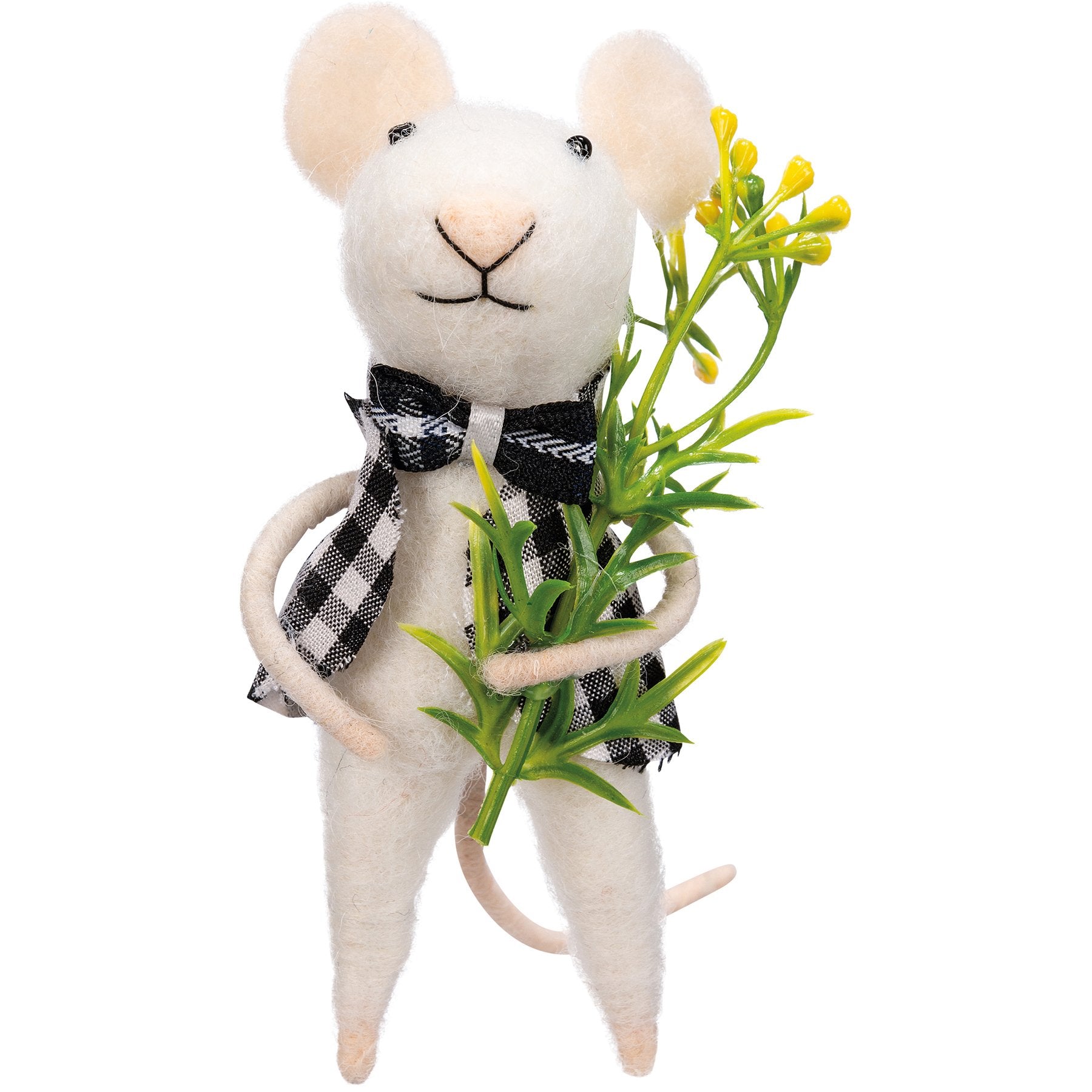 Whimsical Plaid Felt Mice Figurines - Sam & Sue Decorative Critter Set