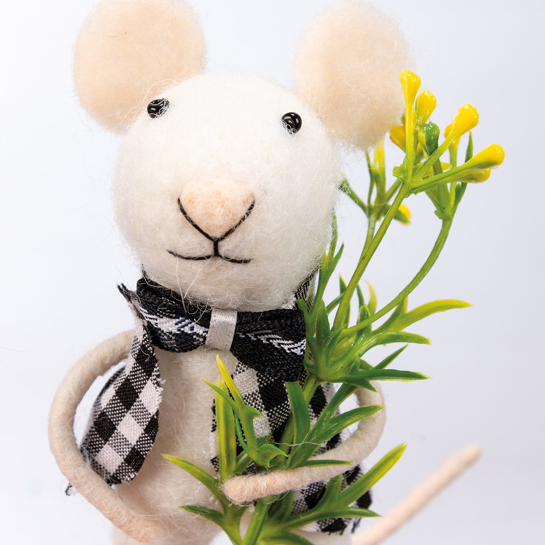 Whimsical Plaid Felt Mice Figurines - Sam & Sue Decorative Critter Set