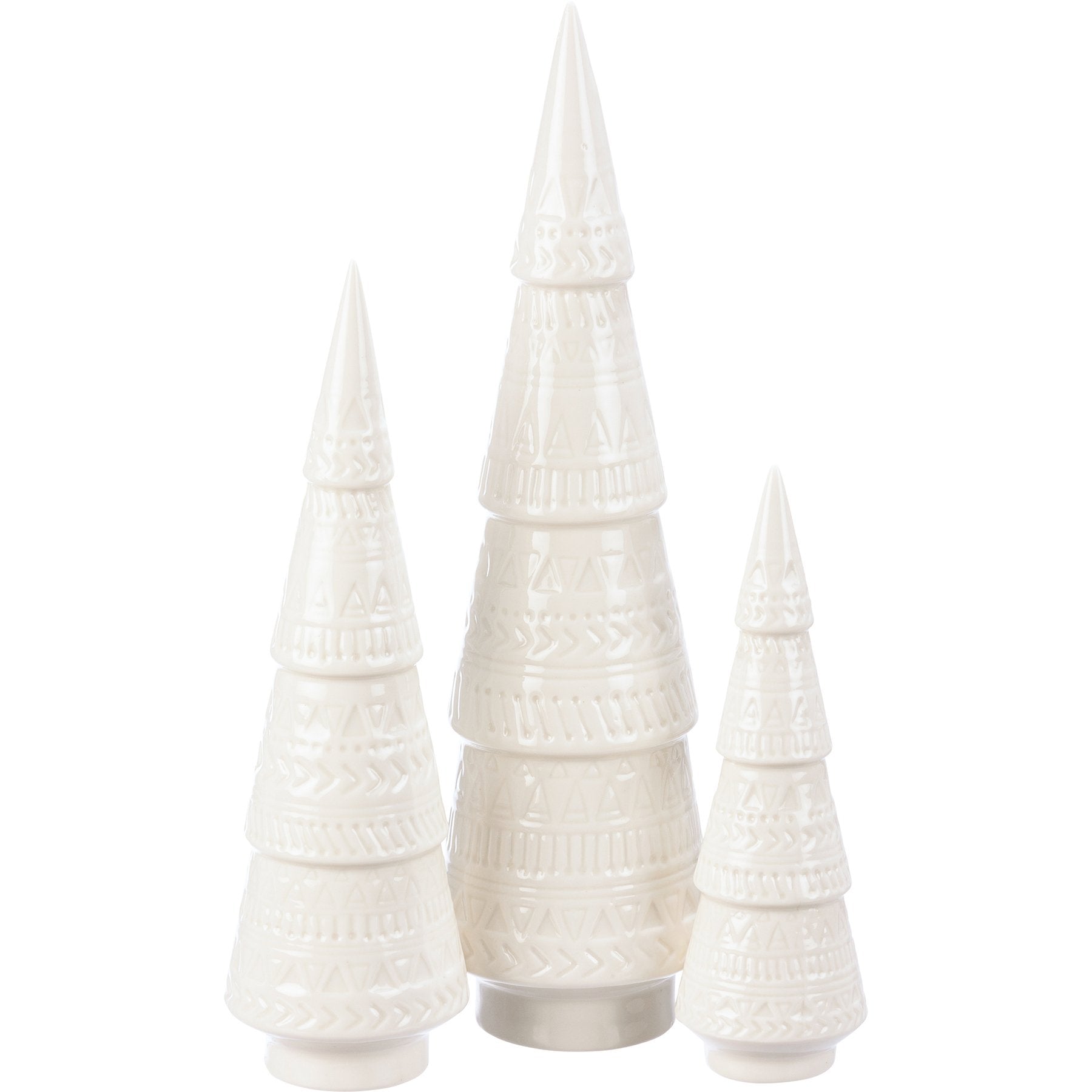 Charming White Ceramic Winter Christmas Tree Set - 3-Piece Festive Decor