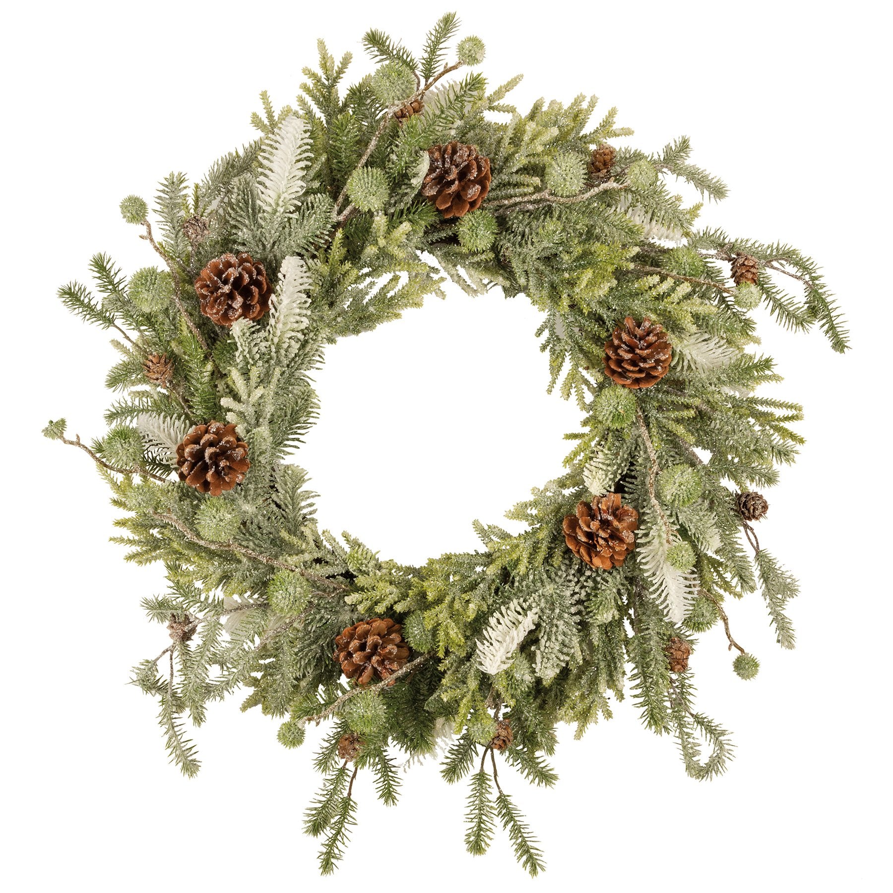 Festive Large Mixed Evergreen Wreath with Pinecones for Classic Holiday Decor