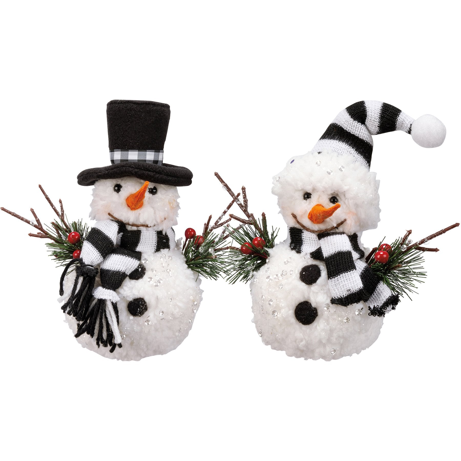 Charming Mr. and Mrs. Snowman Critter Set - Festive Felt Christmas Decor