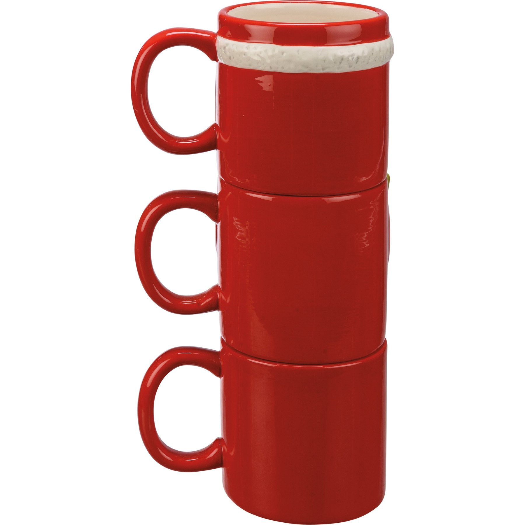 Festive Stacking Santa Gnome Ceramic Mug Set - 3 Piece Holiday Drinkware