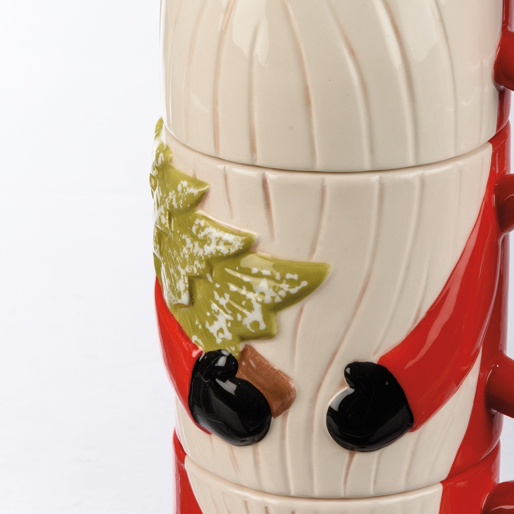 Festive Stacking Santa Gnome Ceramic Mug Set - 3 Piece Holiday Drinkware