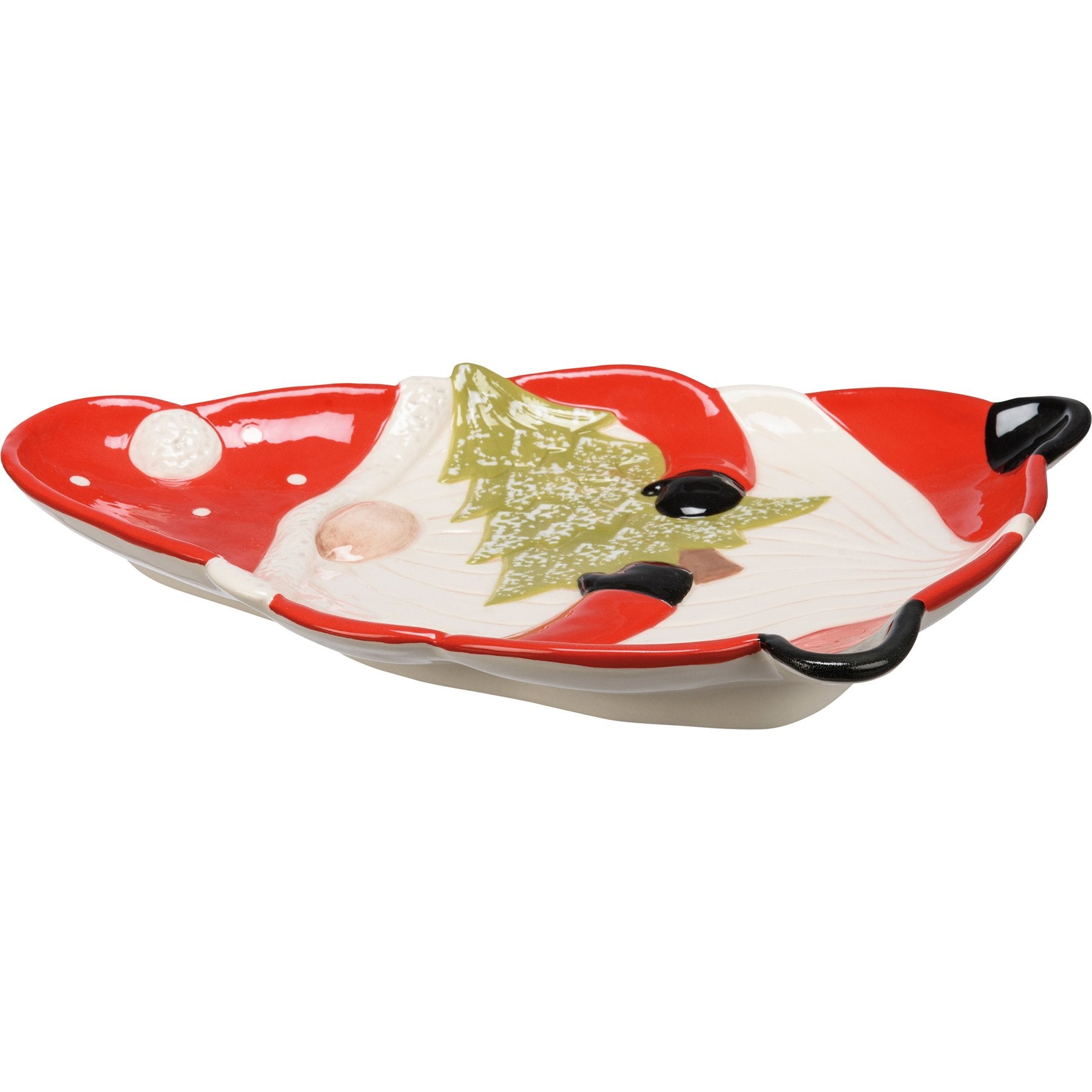 Whimsical Ceramic Santa Gnome Christmas Platter - Festive Holiday Serving Dish