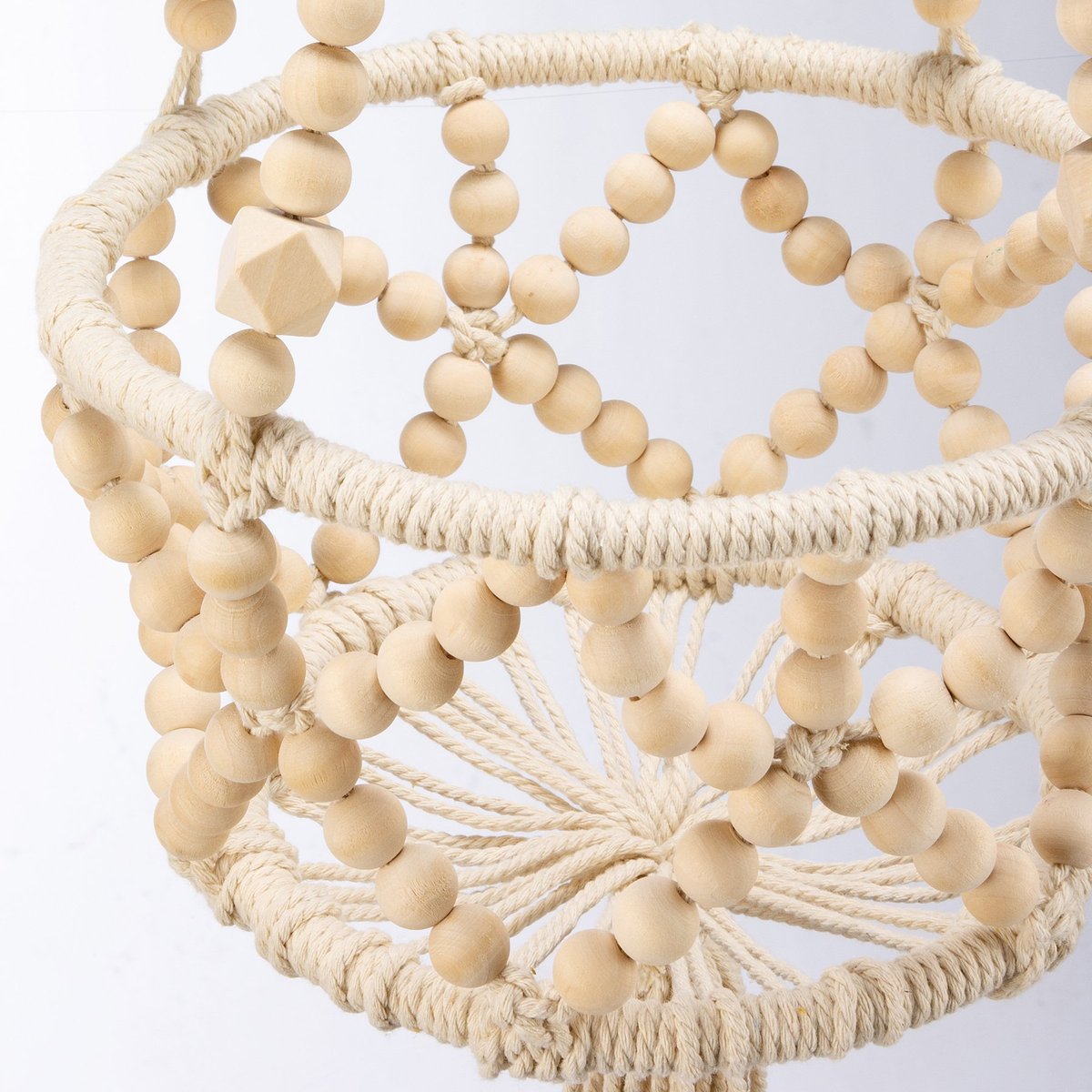 Bohemian Macrame Beaded Plant Hanger for Indoor Outdoor Plant Decor, Tassel Accents