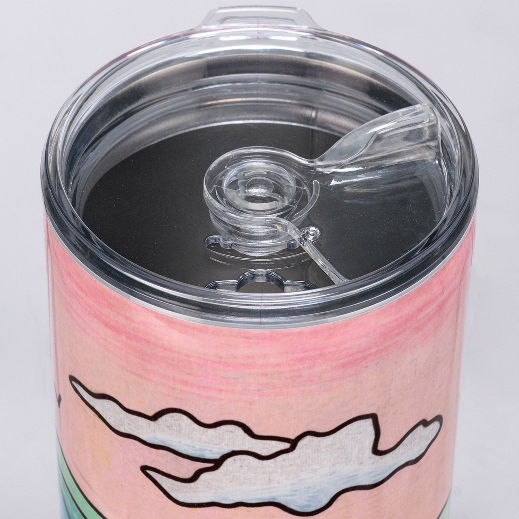 Vibrant Coral Insulated Stainless Steel Coffee Tumbler with Coastal Ocean Design