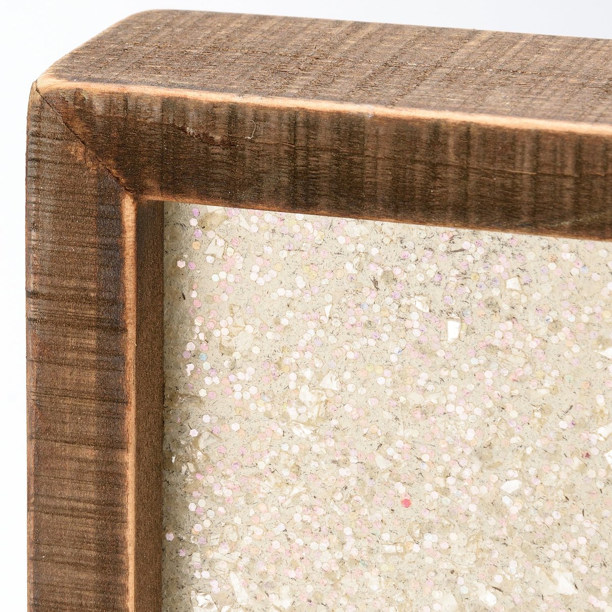 Charming 'True Story' Nativity Wood Inset Box Sign with Snowy Glitter Effect